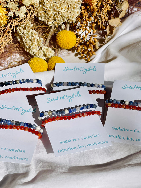 Kids Bracelet Set | Sodalite & Carnelian