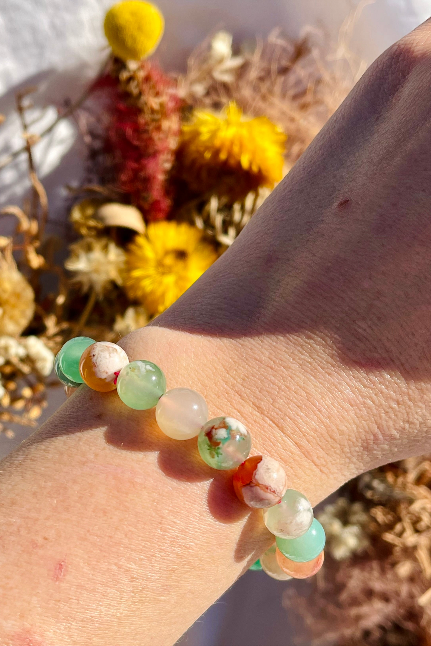 Green Flower Agate Bracelet