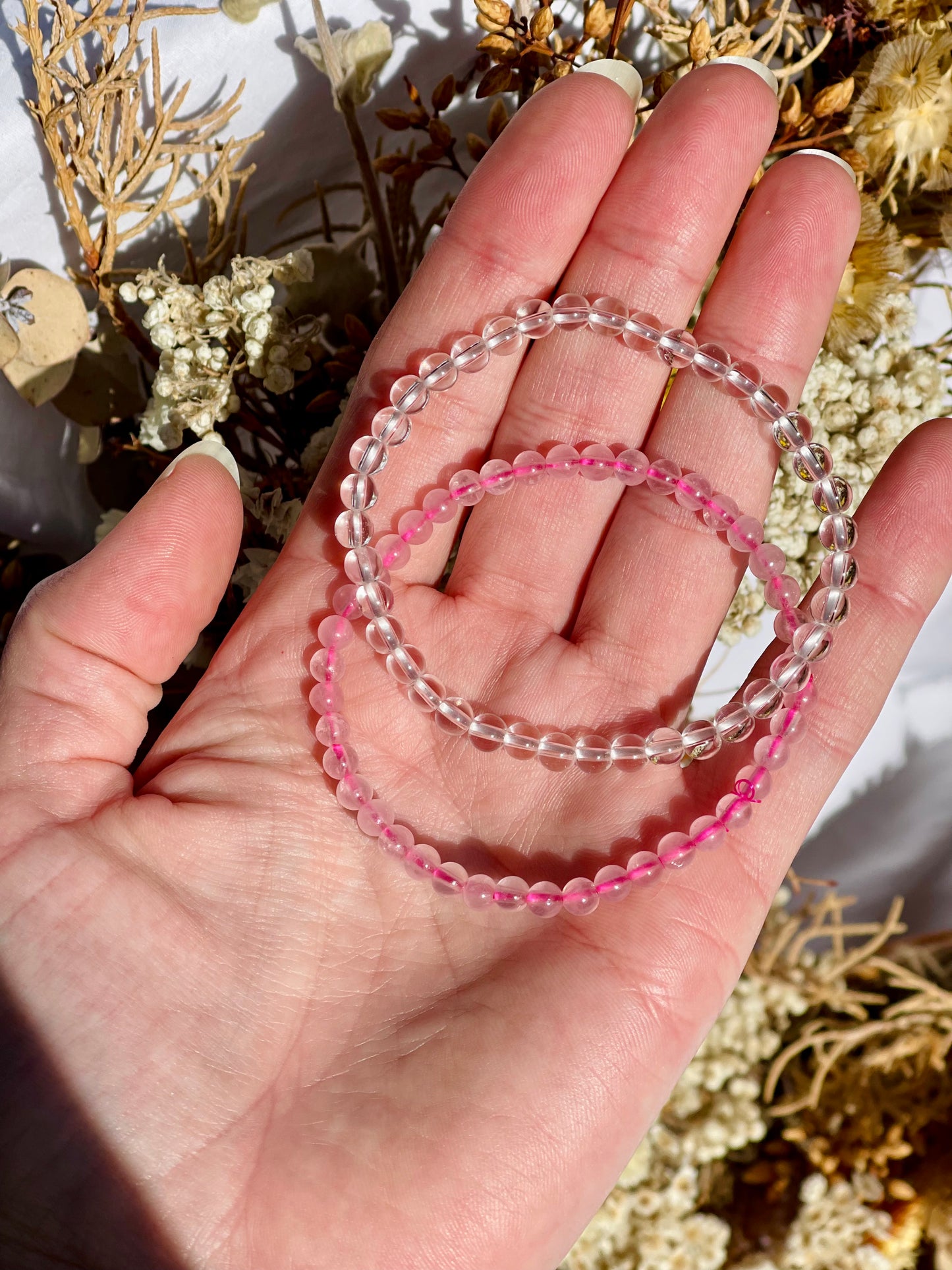 Bracelet Set | Rose Quartz & Clear Quartz