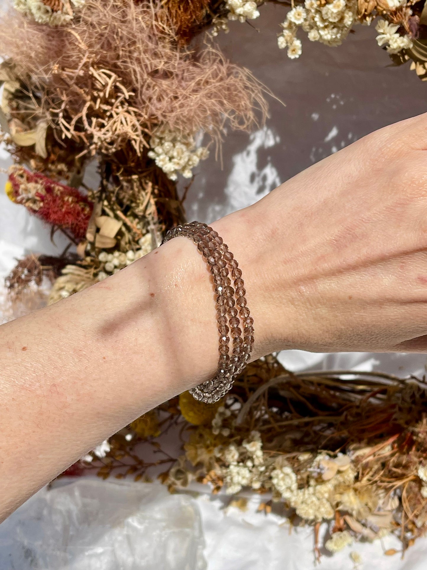 Smokey Quartz Facet Wrap Bracelet | Necklace