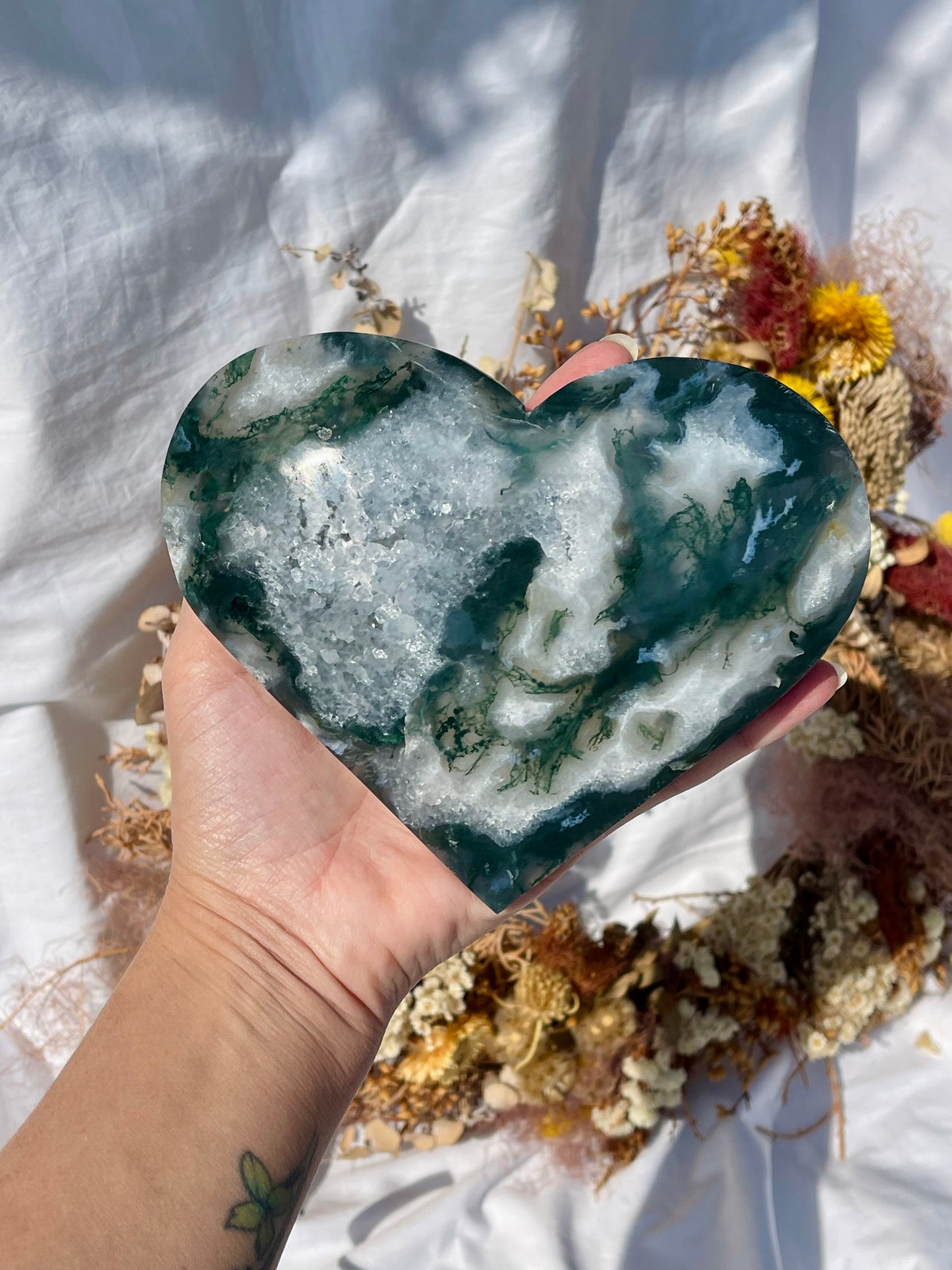 Moss Agate Heart #1