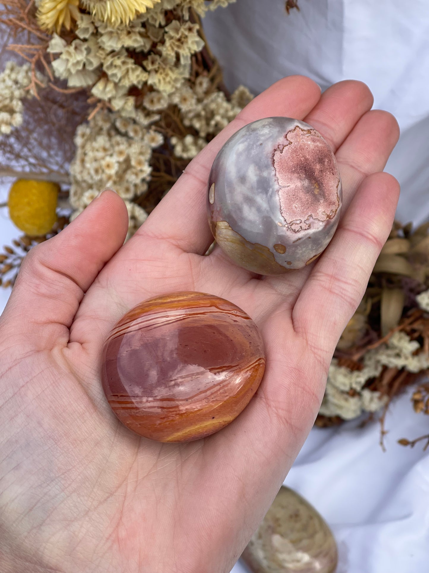 Pink Polychrome Jasper Palmstone | small