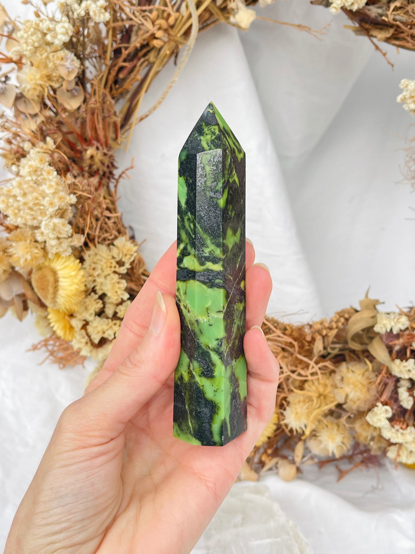 Green Opal & Hematite Point #2