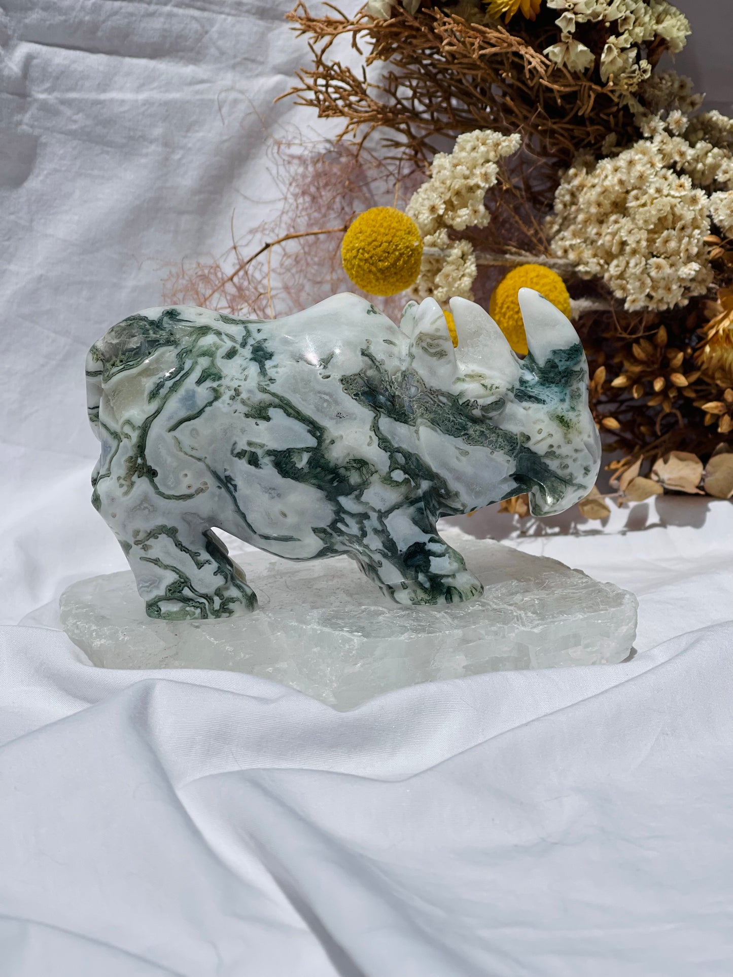 Moss Agate Rhino