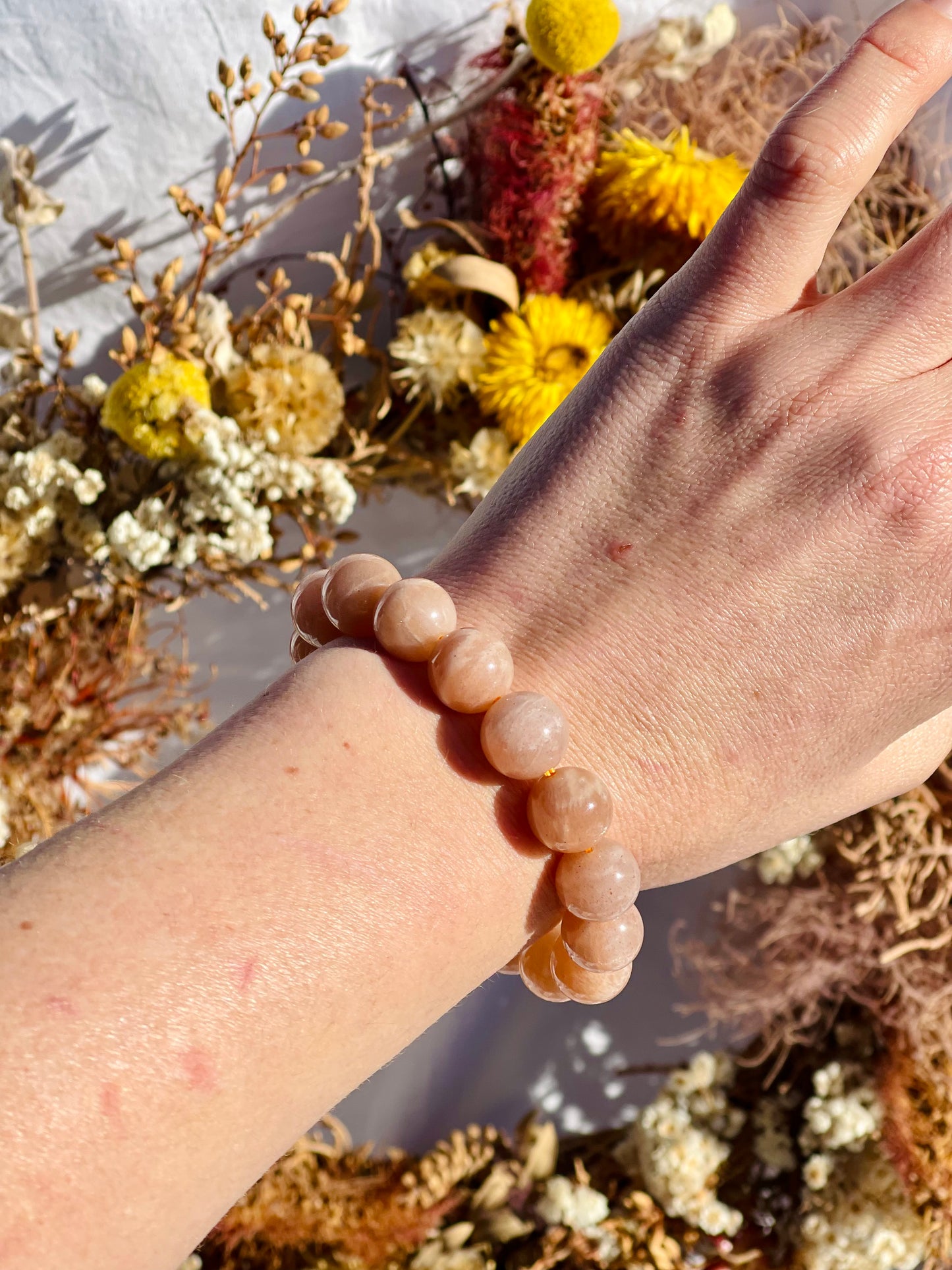 Peach Moonstone Bracelet | 12mm