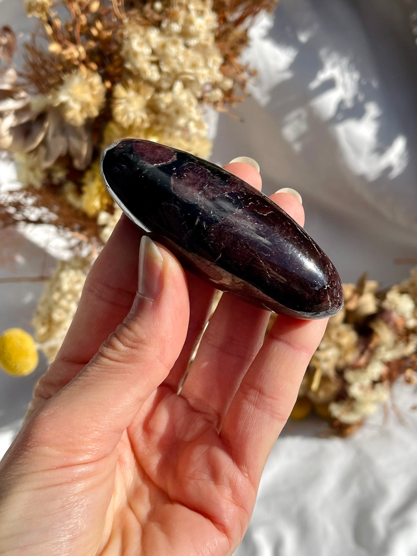 Garnet | Astrophyllite Palmstone