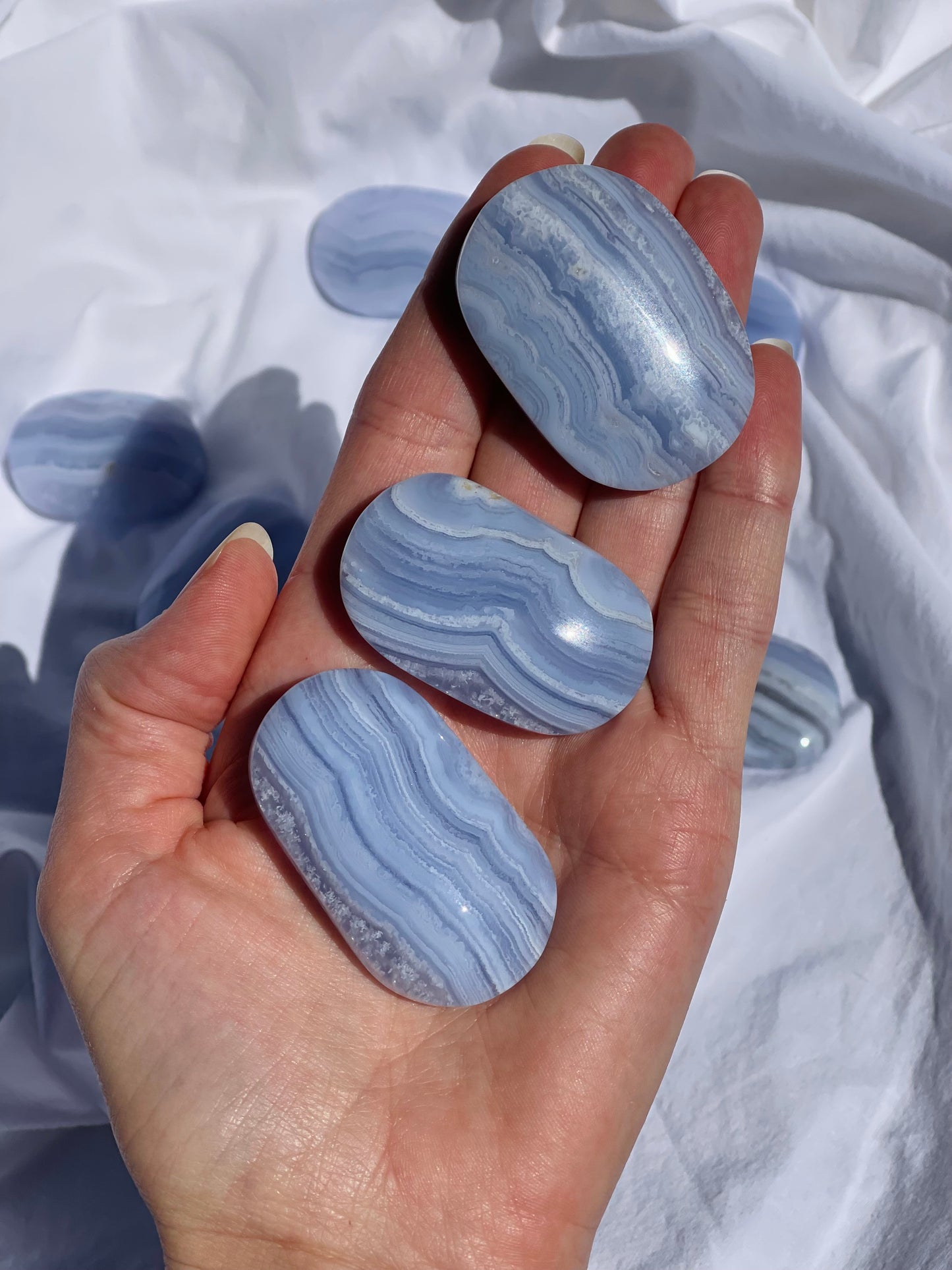 Blue Lace Agate Palmstone