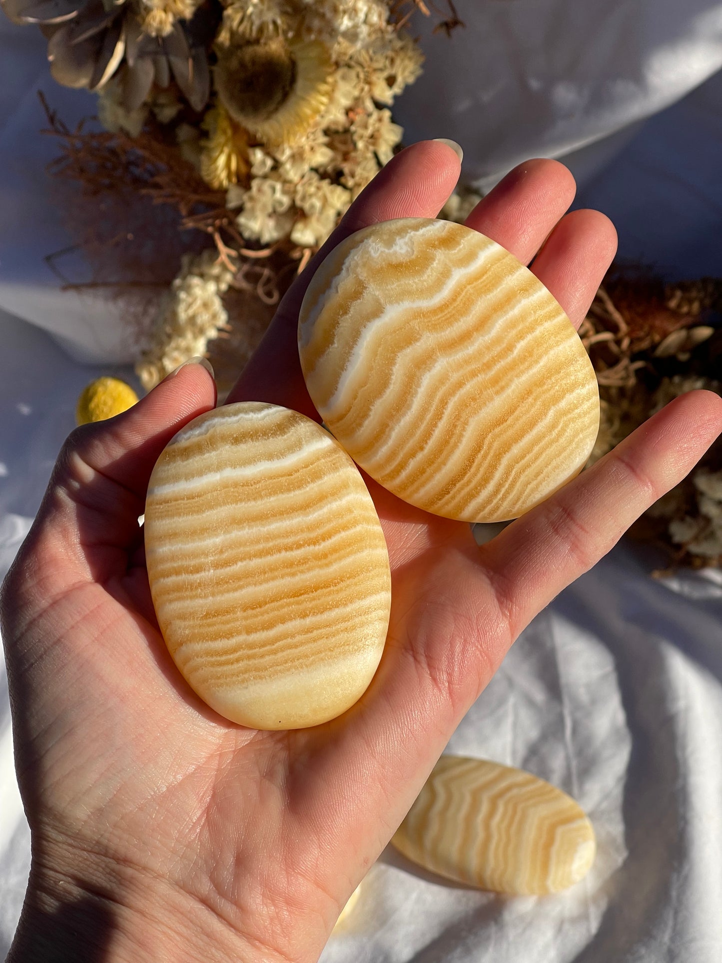 Yellow Calcite Palmstone