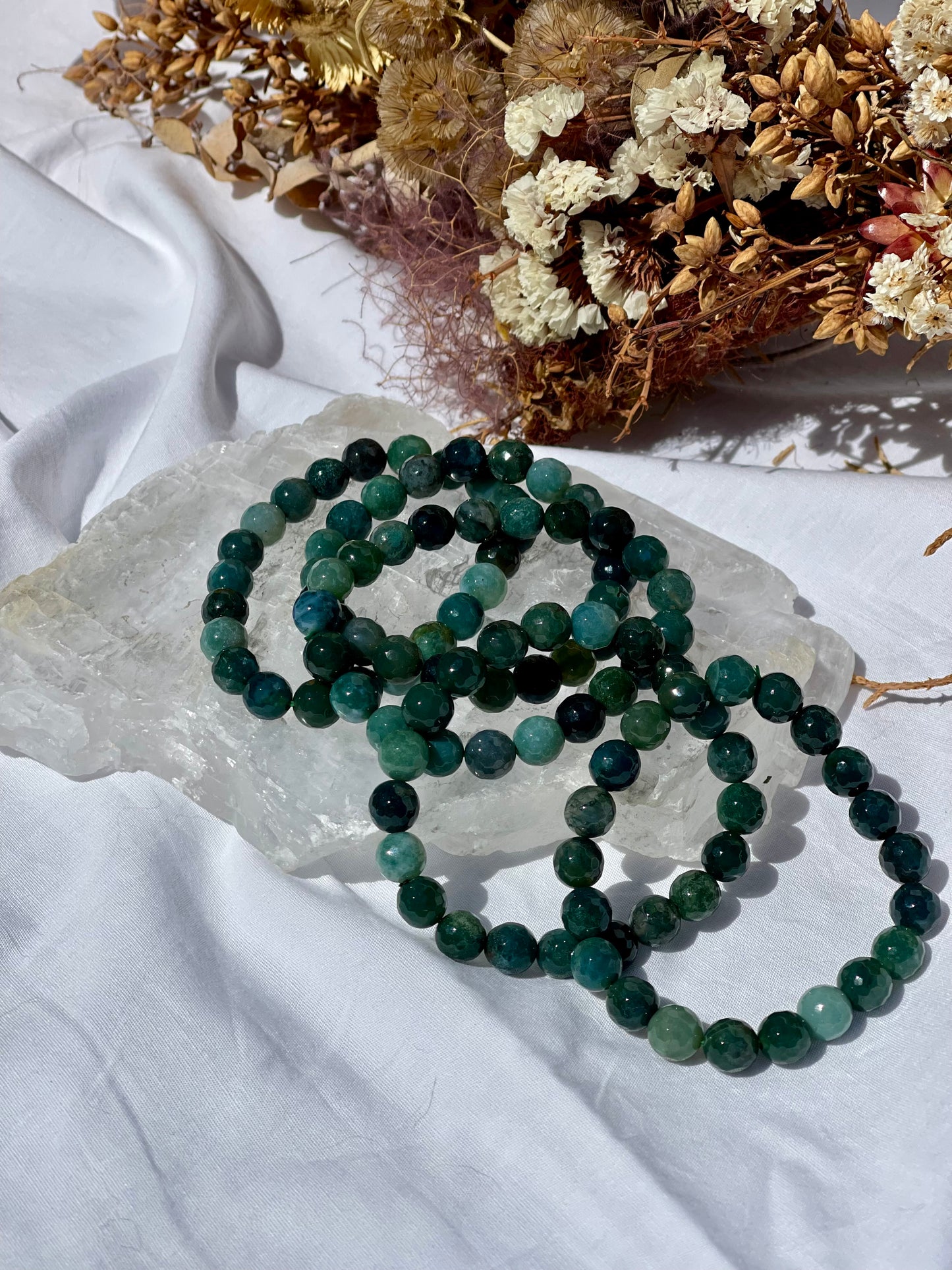 Moss Agate Faceted Bracelet