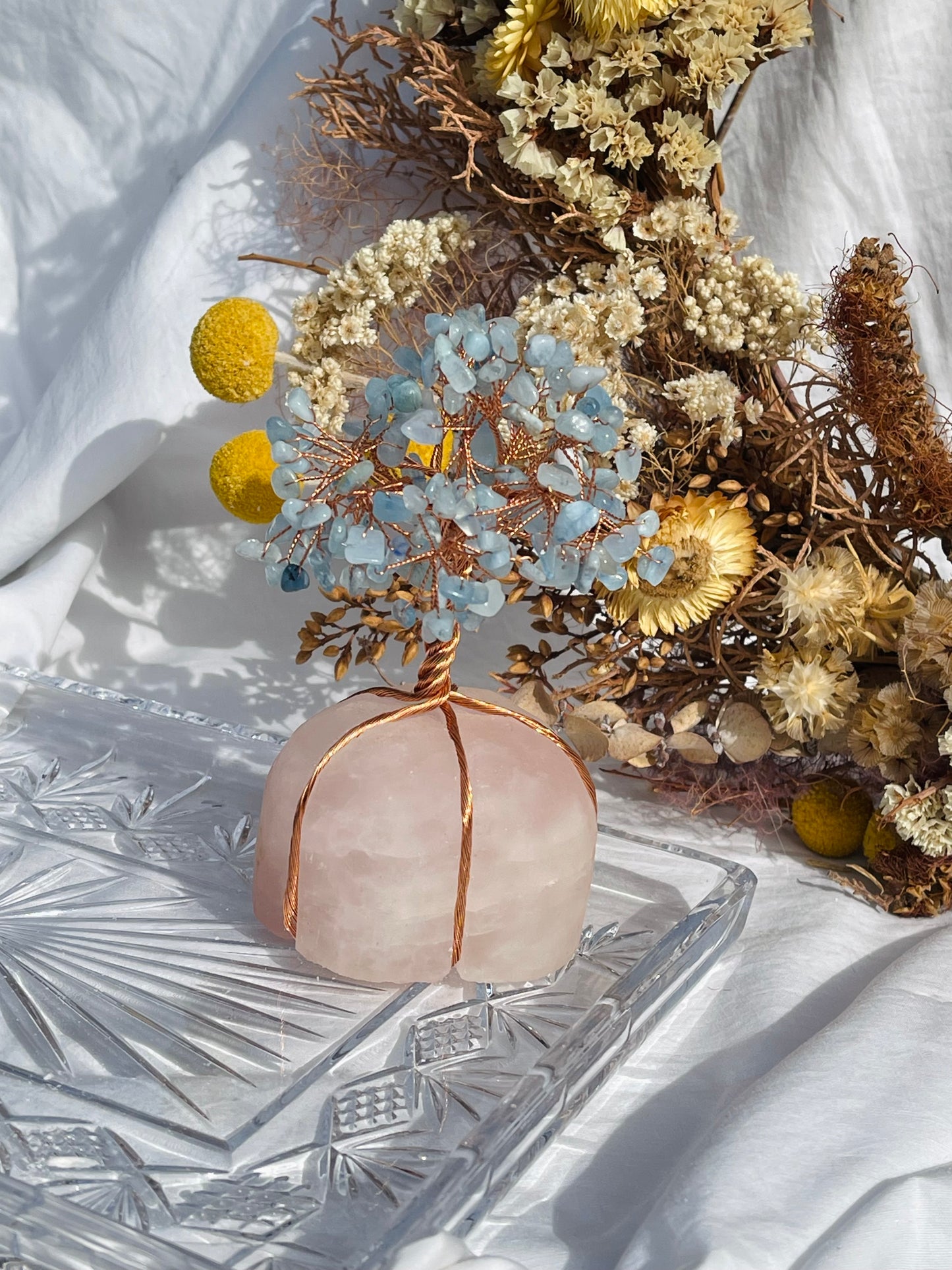 Aquamarine | Rose Quartz Tree