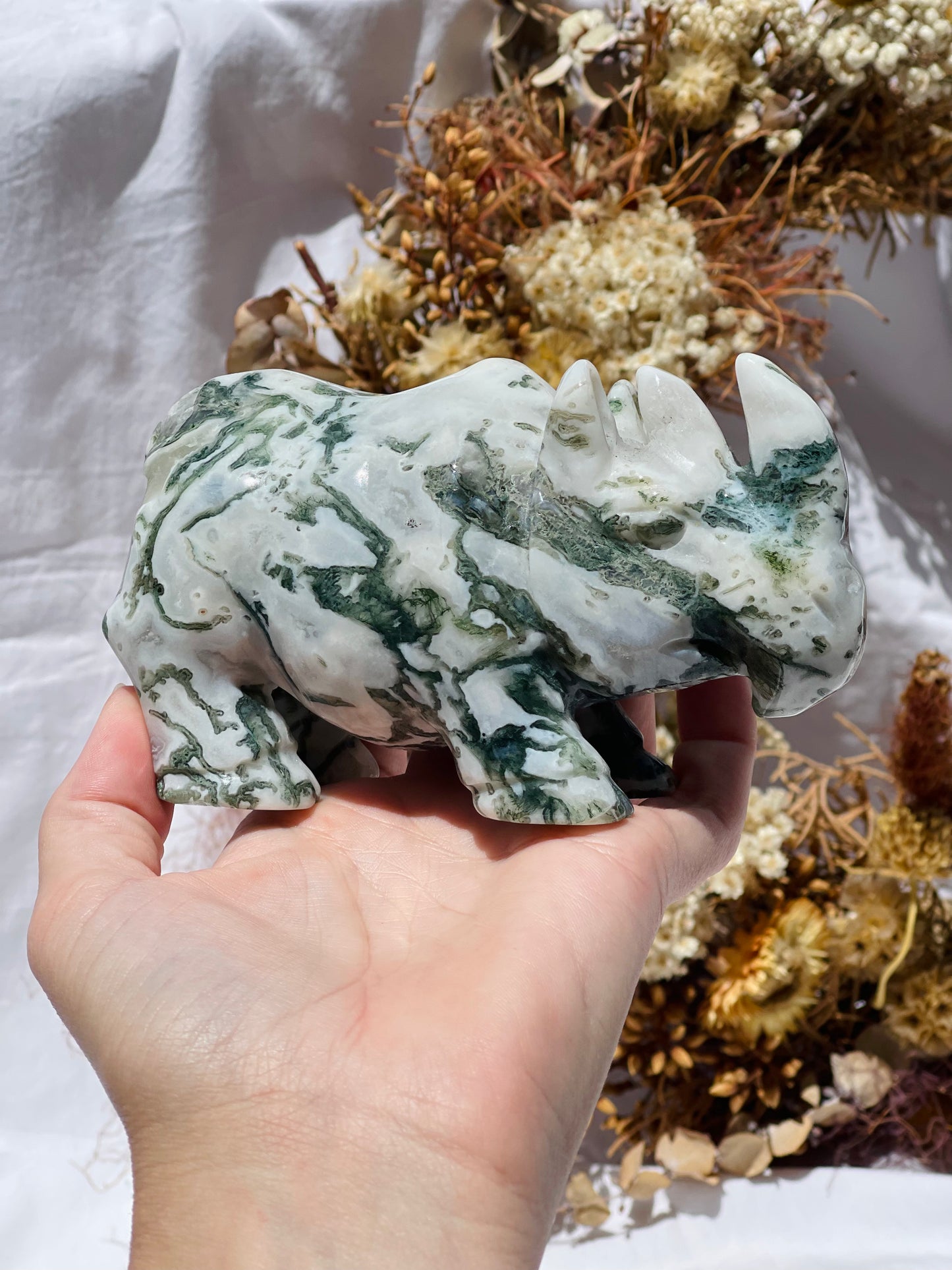 Moss Agate Rhino