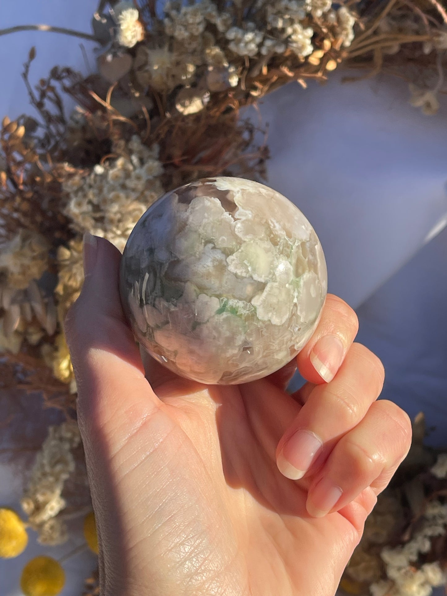 Green Flower Agate Sphere #2