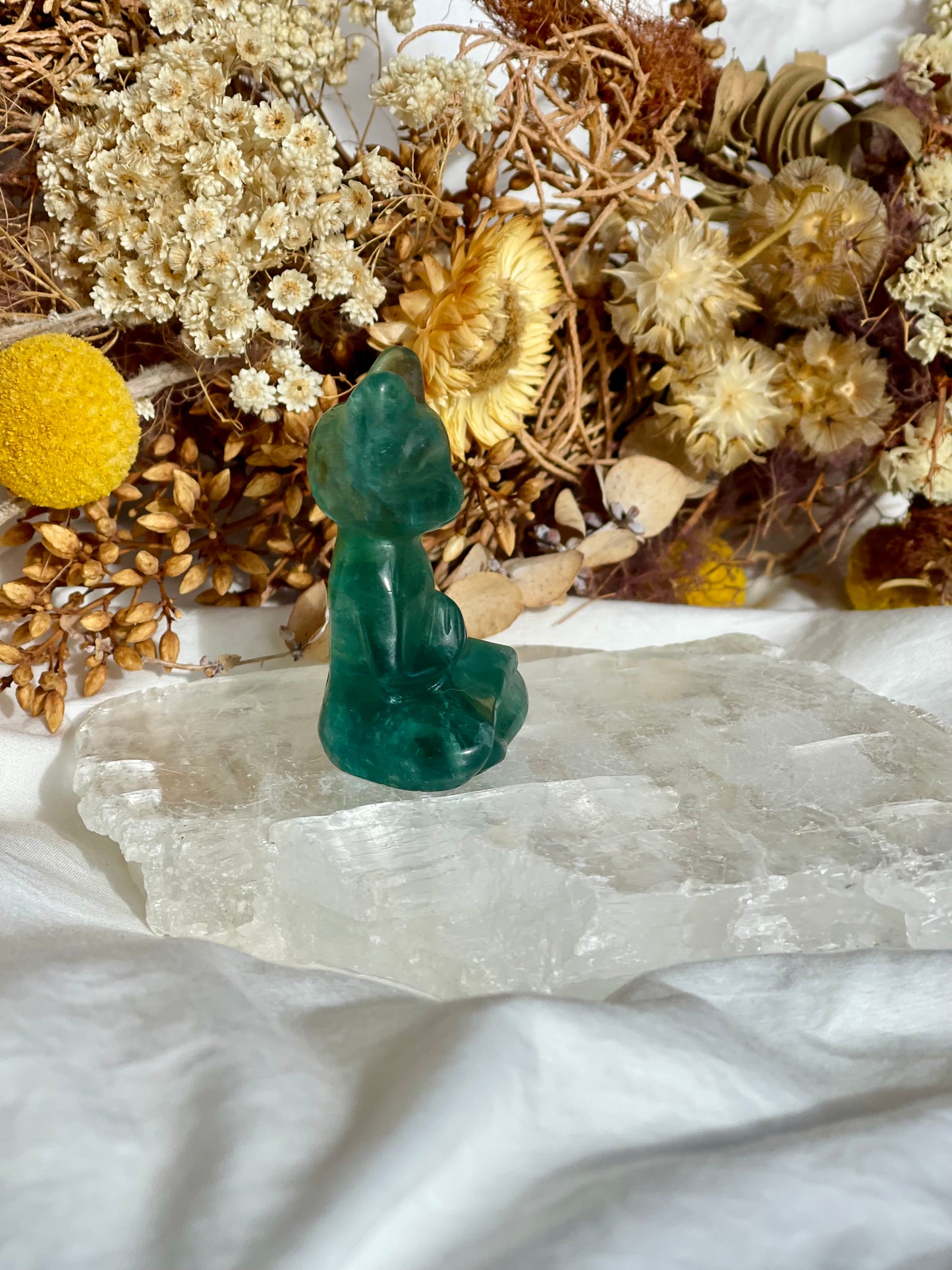 Fluorite Namaste Cat