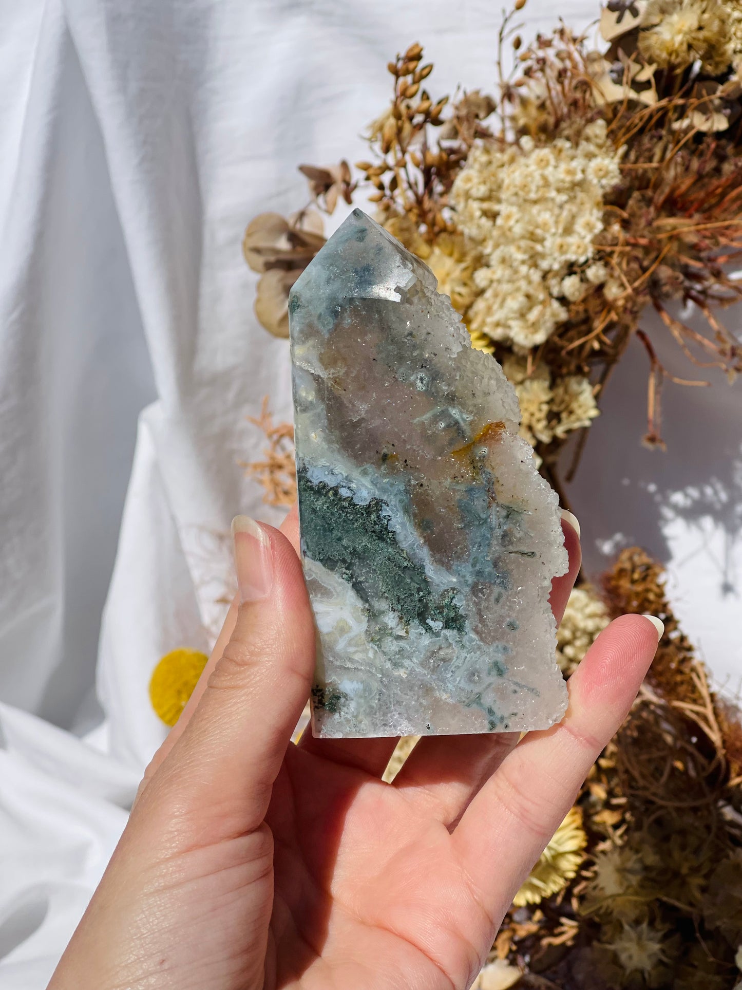 Druzy Moss Agate Point #4