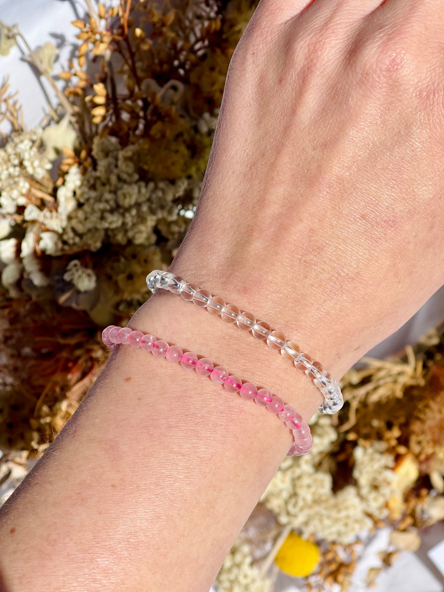 Bracelet Set | Rose Quartz & Clear Quartz