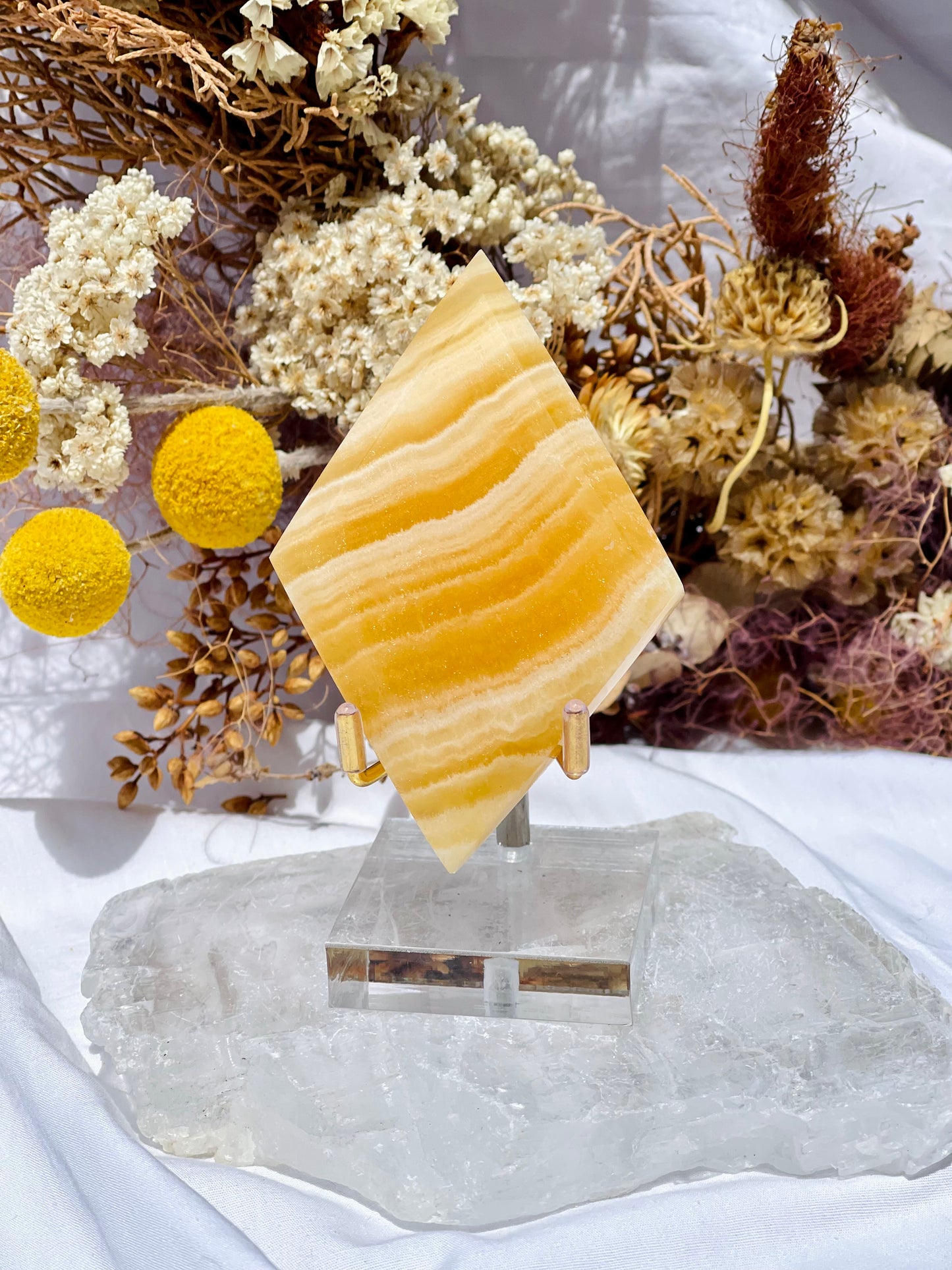 Yellow Calcite Diamond A