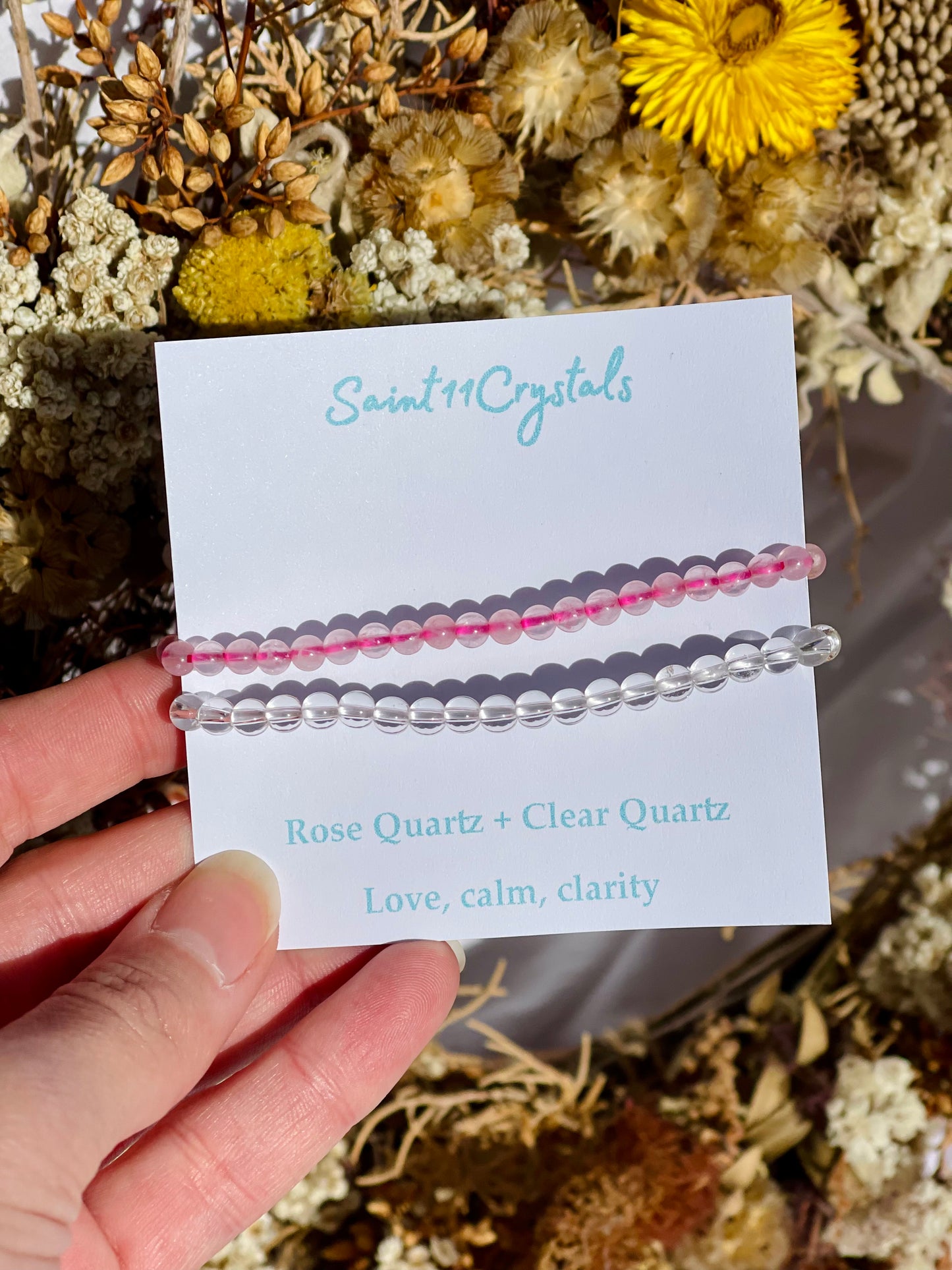 Bracelet Set | Rose Quartz & Clear Quartz