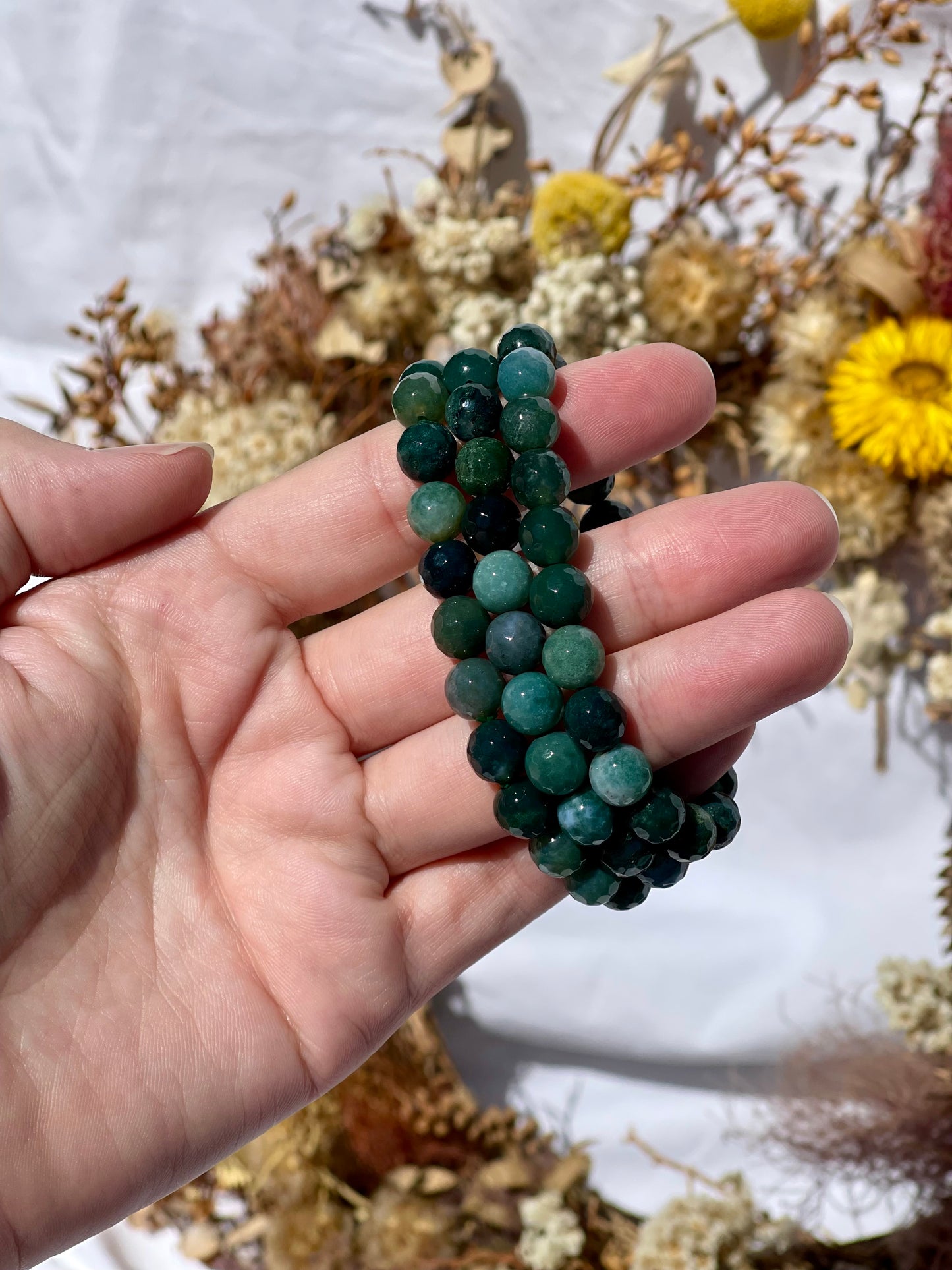 Moss Agate Faceted Bracelet