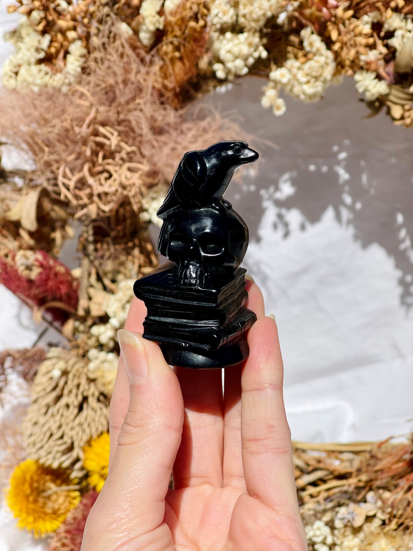 Black Obsidian Bird Skull