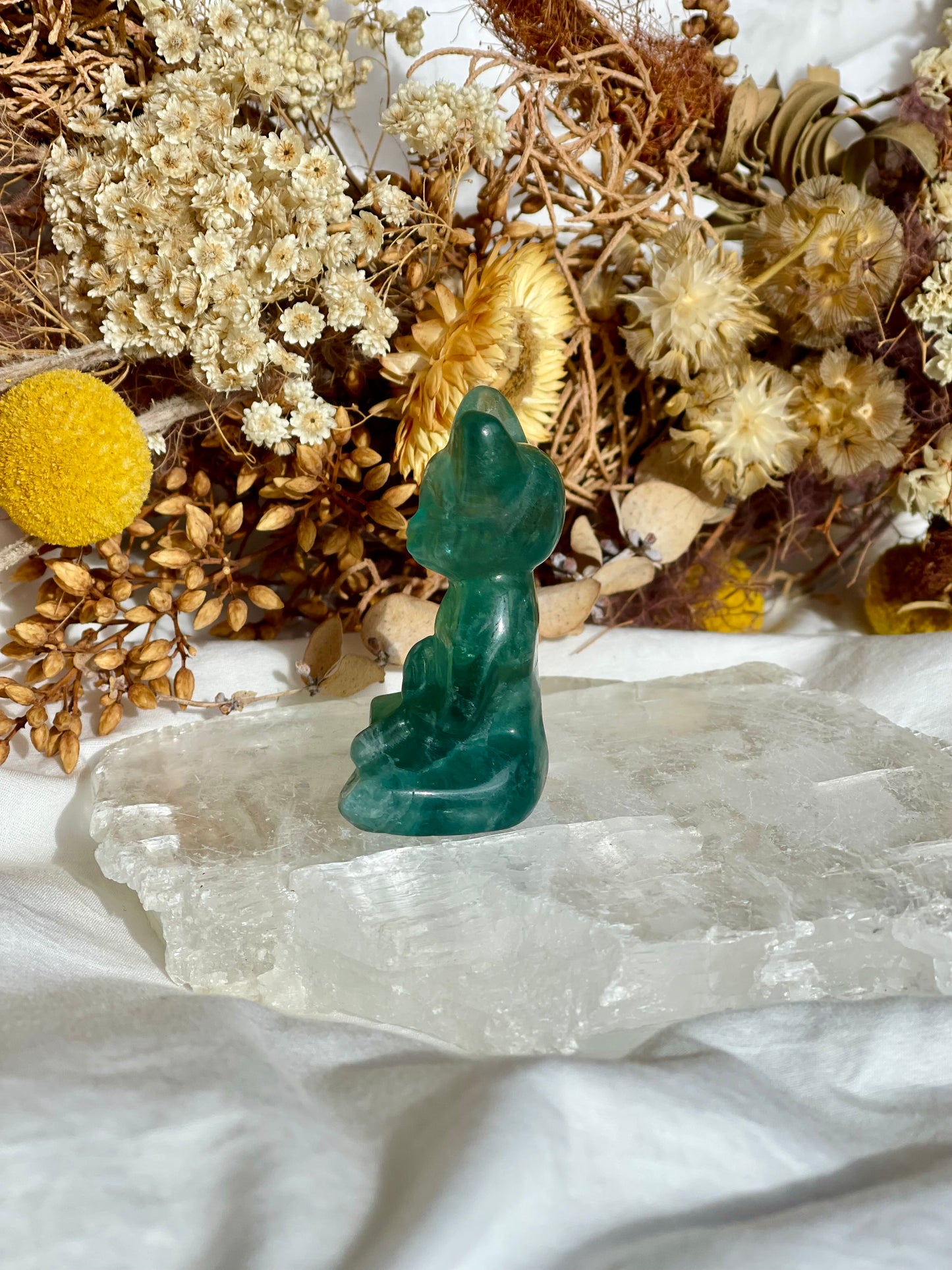 Fluorite Namaste Cat