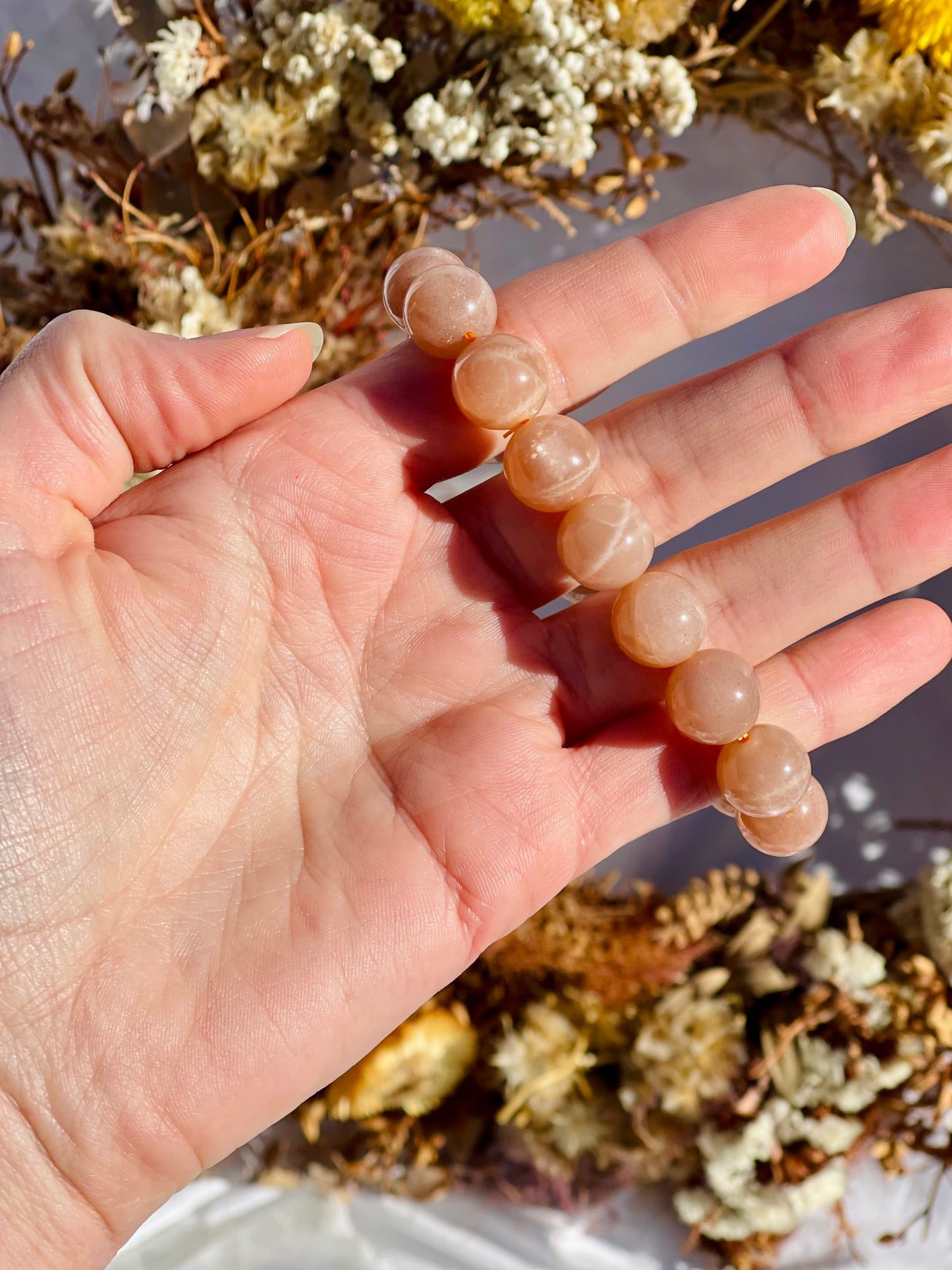 Peach Moonstone Bracelet | 12mm