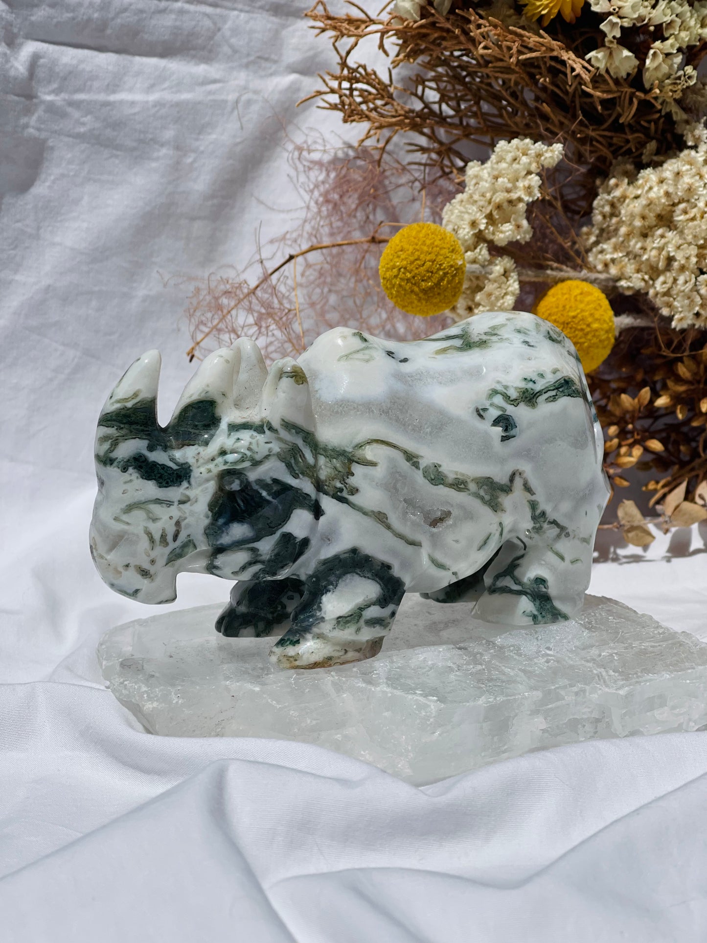 Moss Agate Rhino