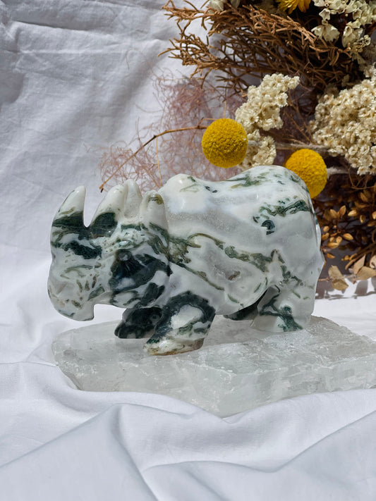 Moss Agate Rhino