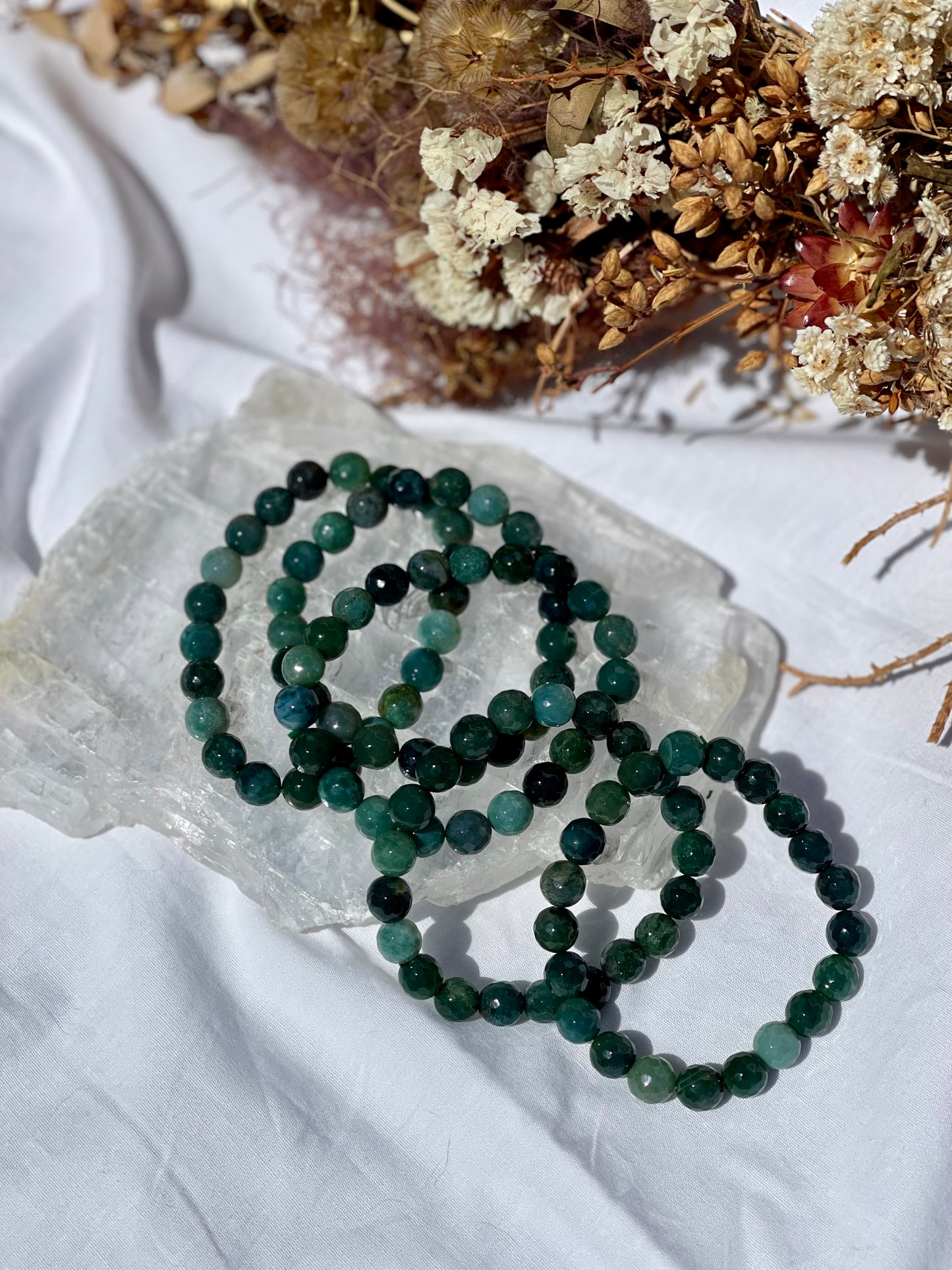 Moss Agate Faceted Bracelet