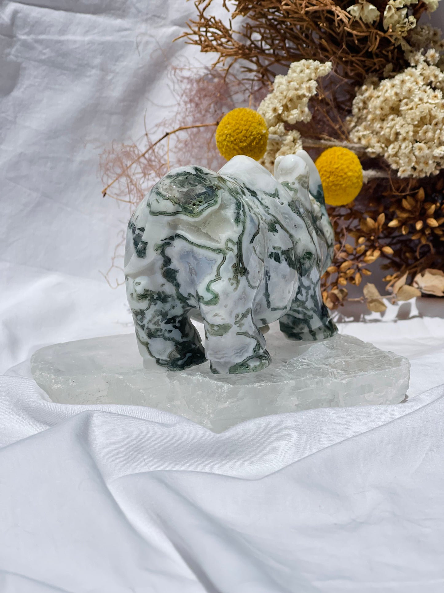 Moss Agate Rhino