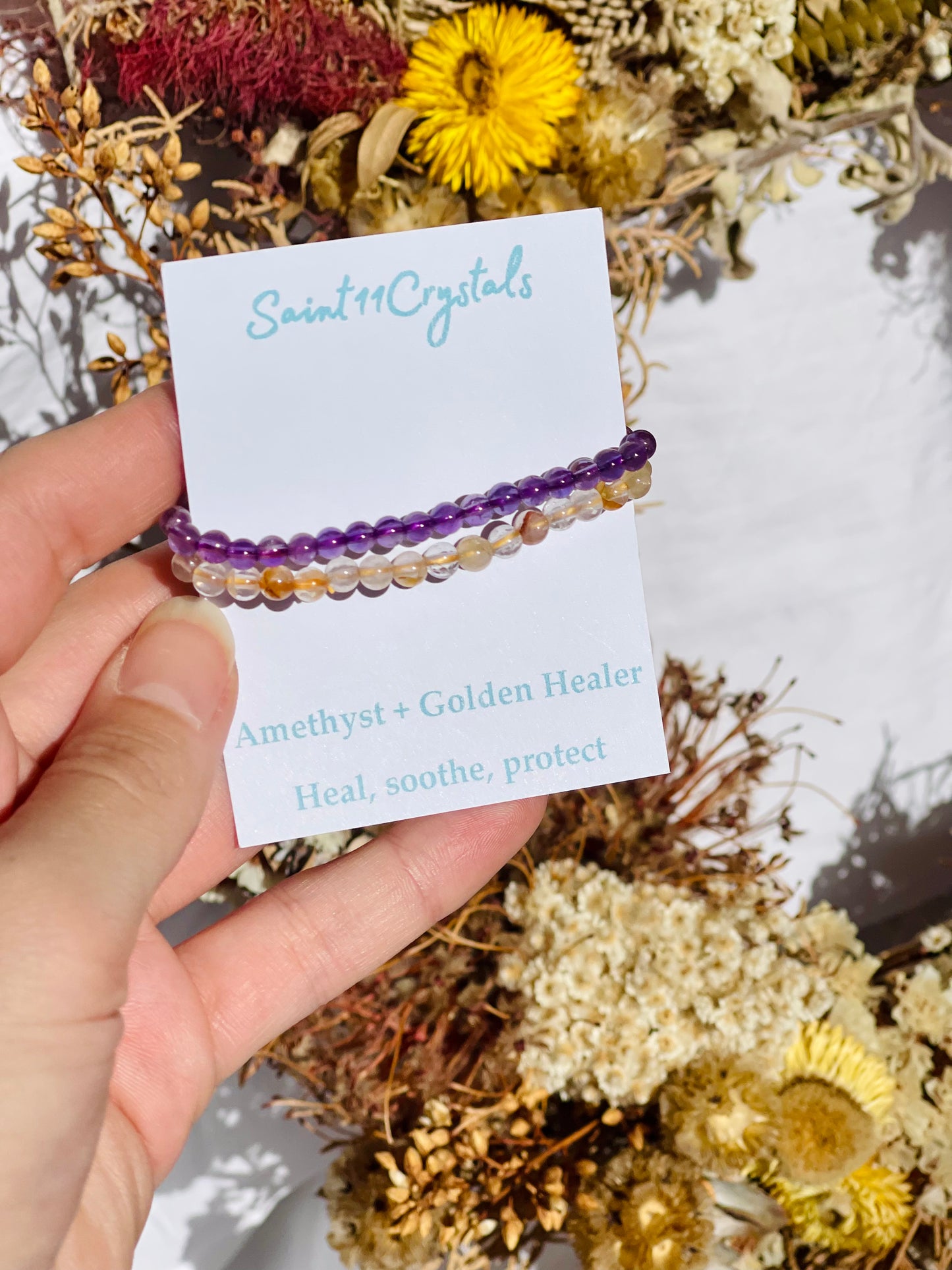 Kids Bracelet Set | Amethyst & Golden Healer