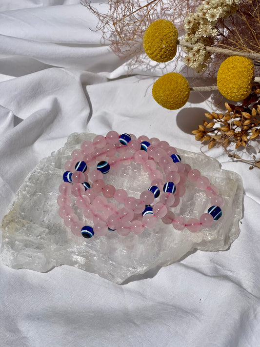 Rose Quartz Evil Eye Bracelet