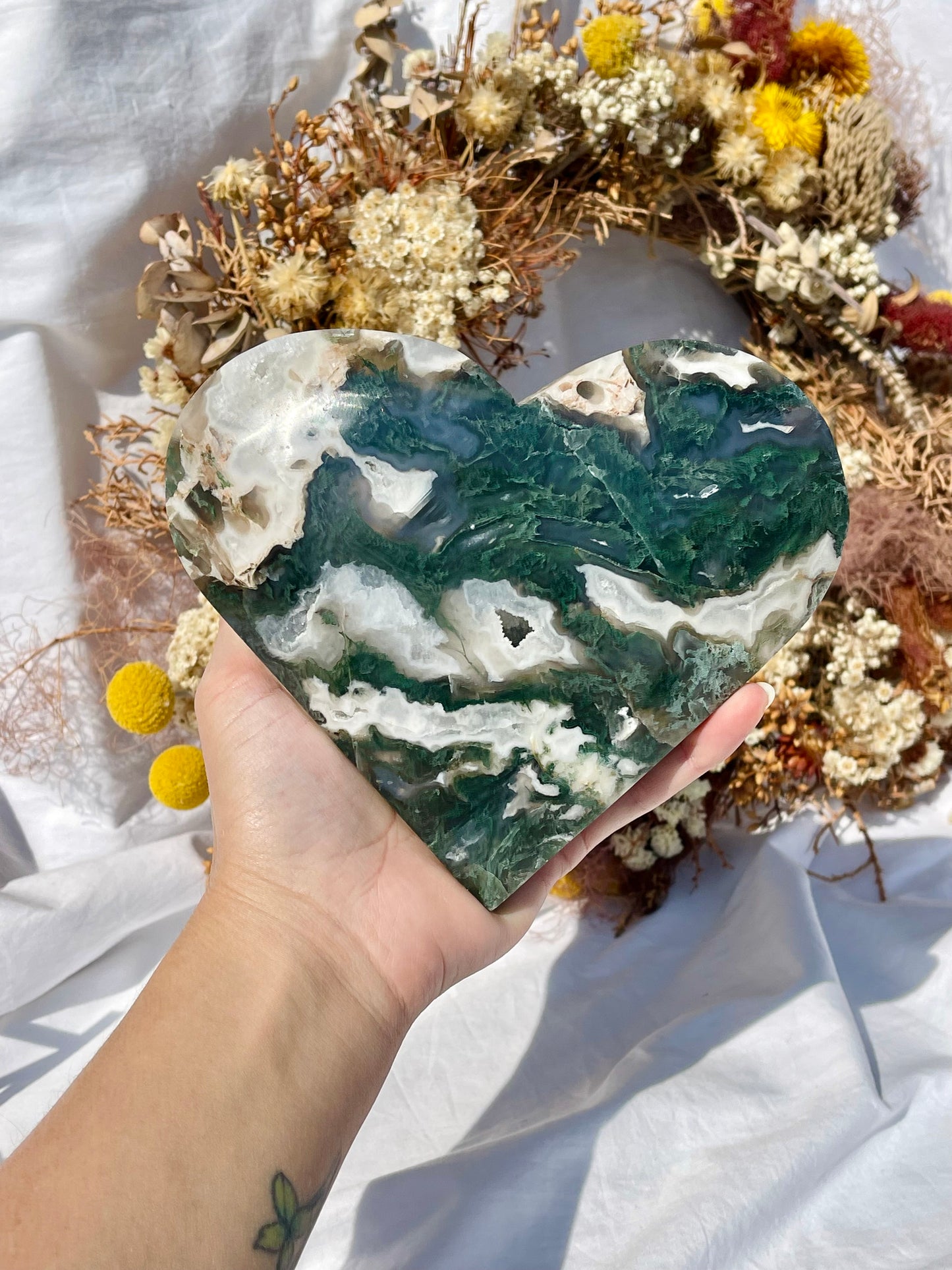 Moss Agate Heart #3