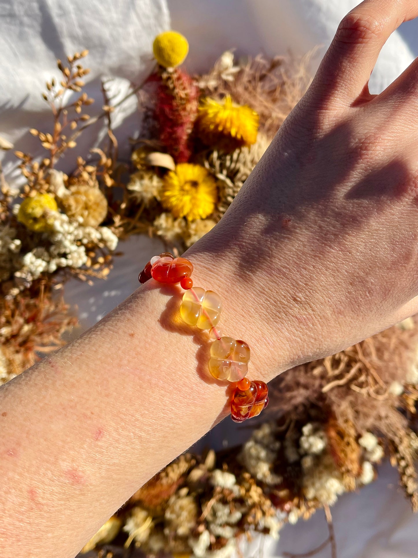 Carnelian Flower Bracelet