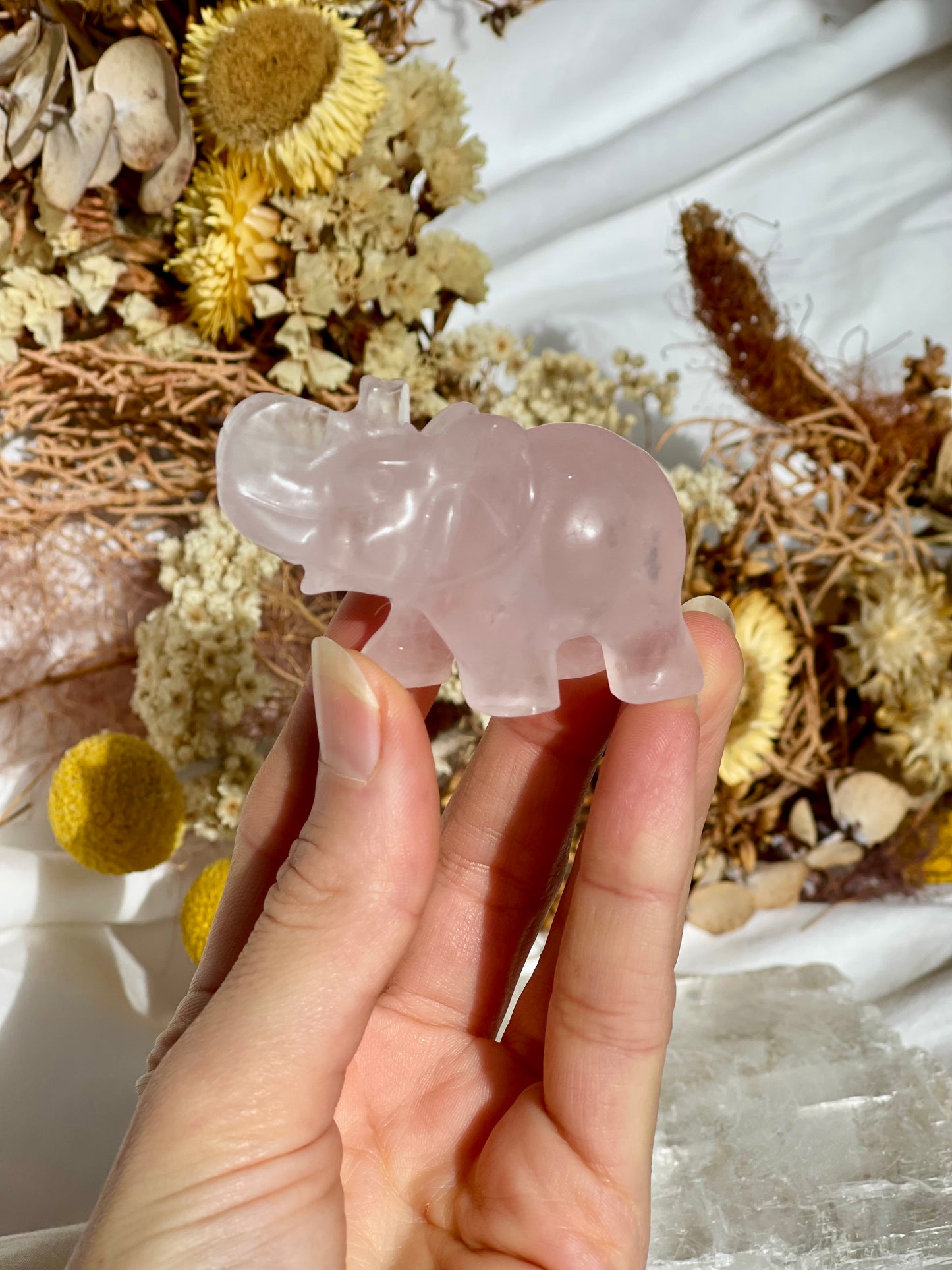 Rose Quartz Elephant