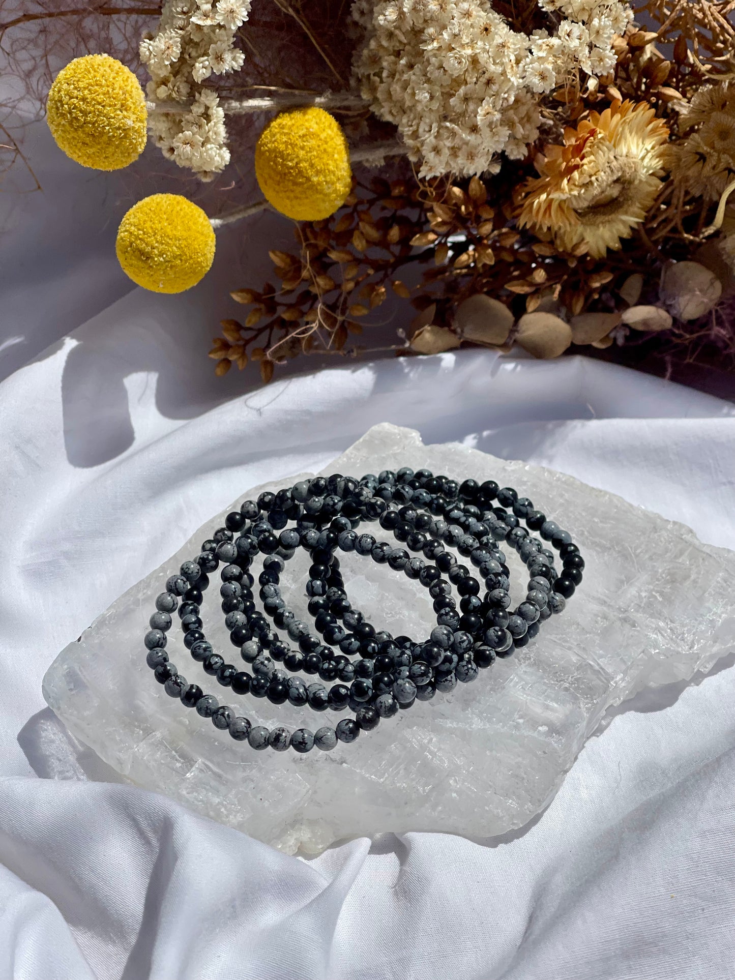 Snowflake Obsidian Bracelet | 4mm