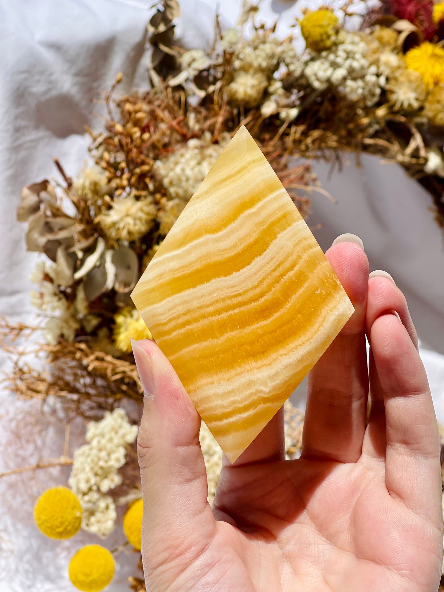 Yellow Calcite Diamond A