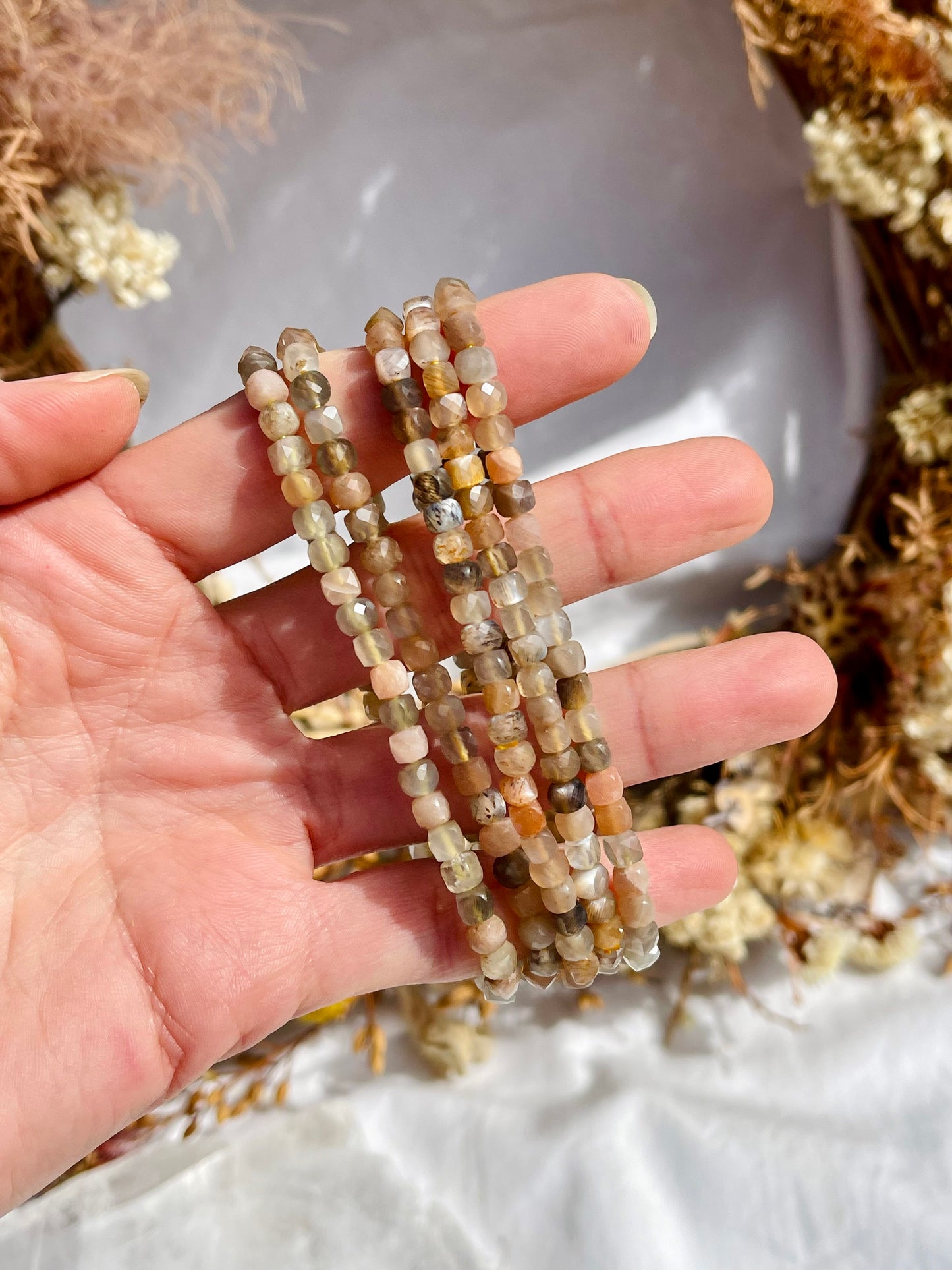 Mixed Moonstone Facet Bracelet