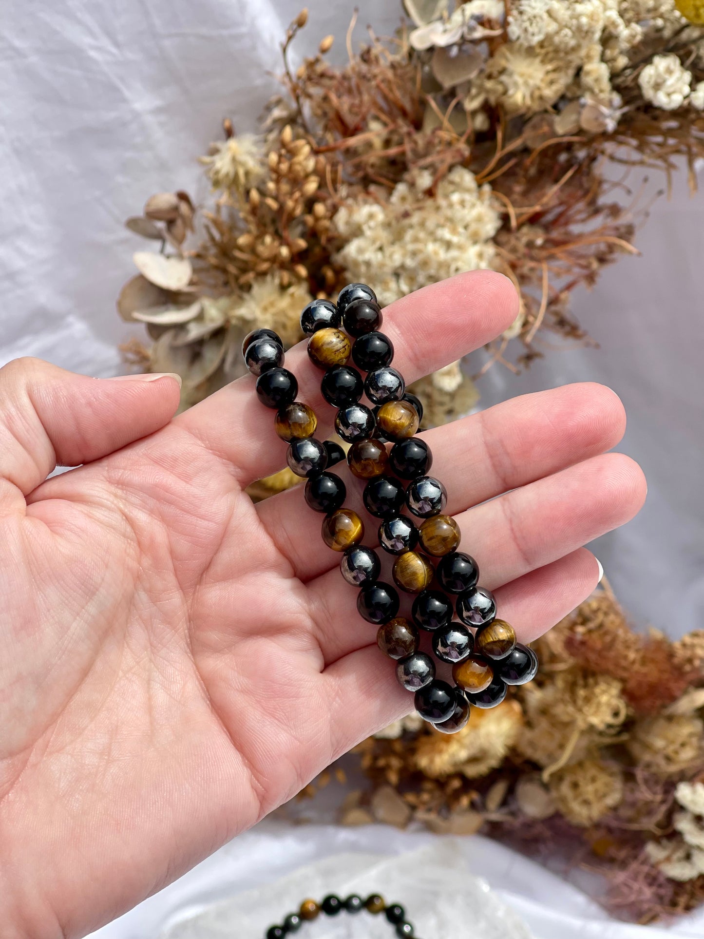 Mixed Bracelet | Tiger Eye, Black Obsidian, Hematite