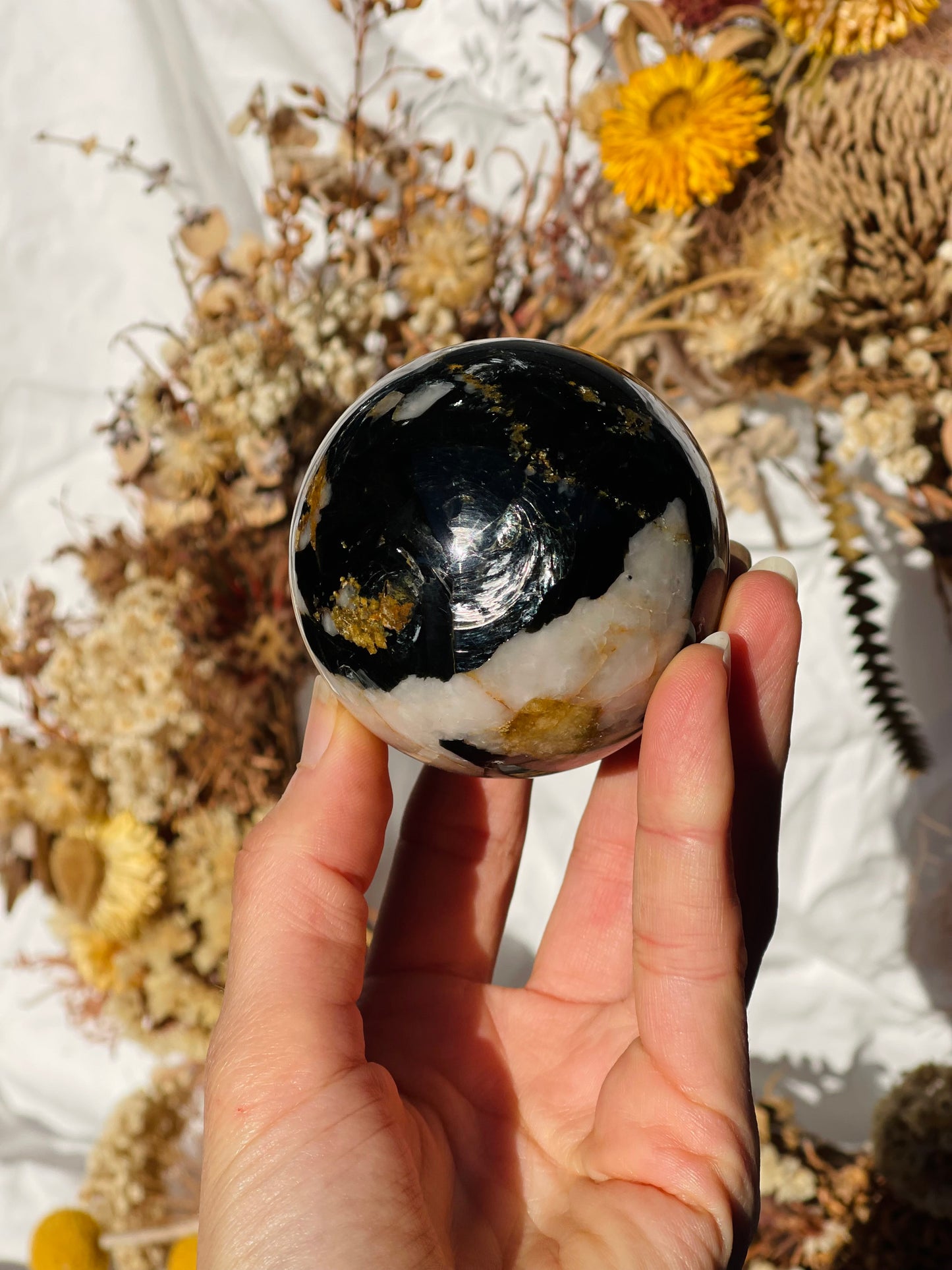 Yellow Tourmaline | Black Tourmaline | Mica | Quartz Sphere