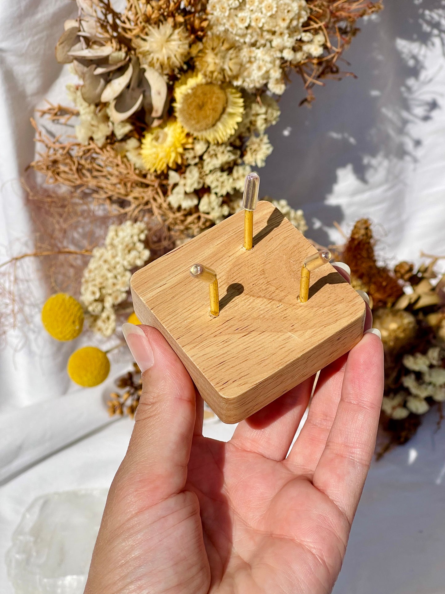 Sphere Stand With Wooden Base | Gold