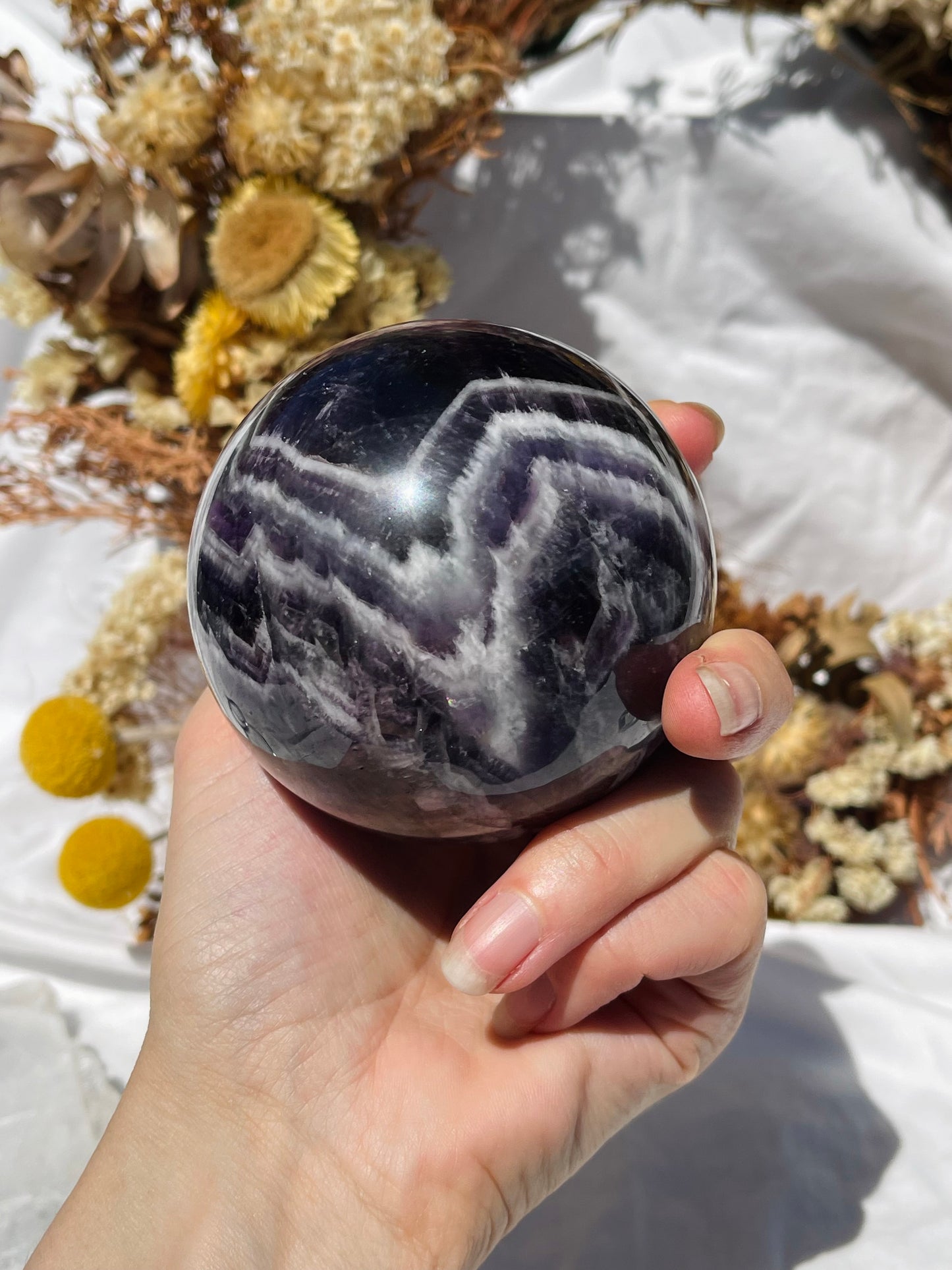 Chevron Amethyst Sphere