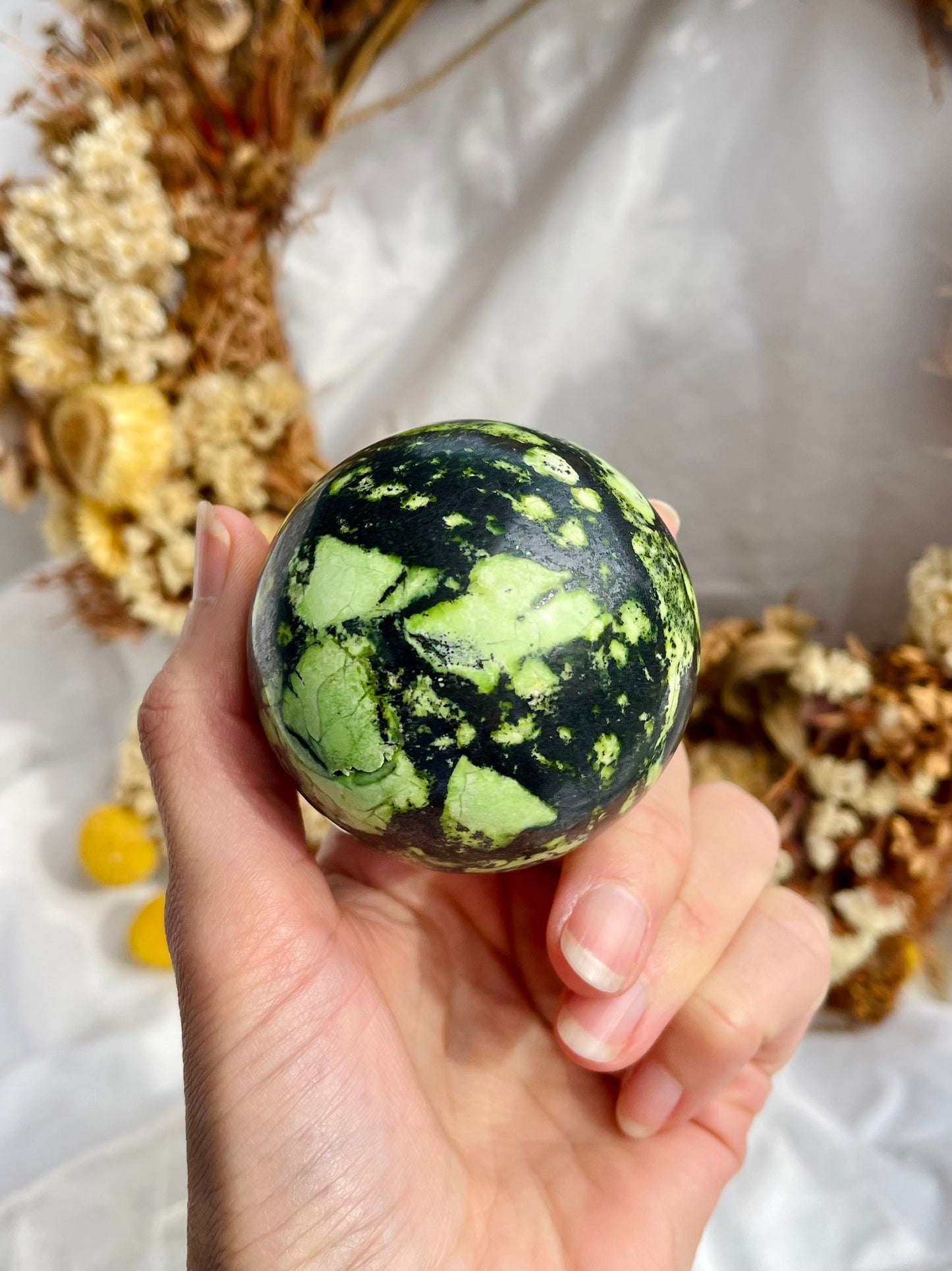 Green Opal & Hematite Sphere