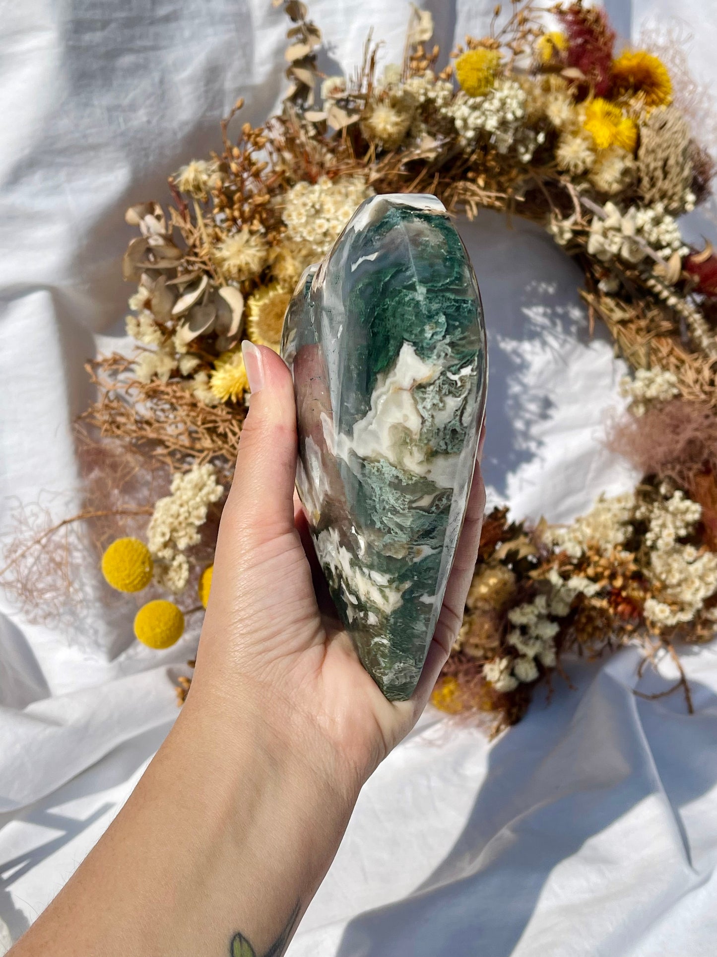 Moss Agate Heart #3