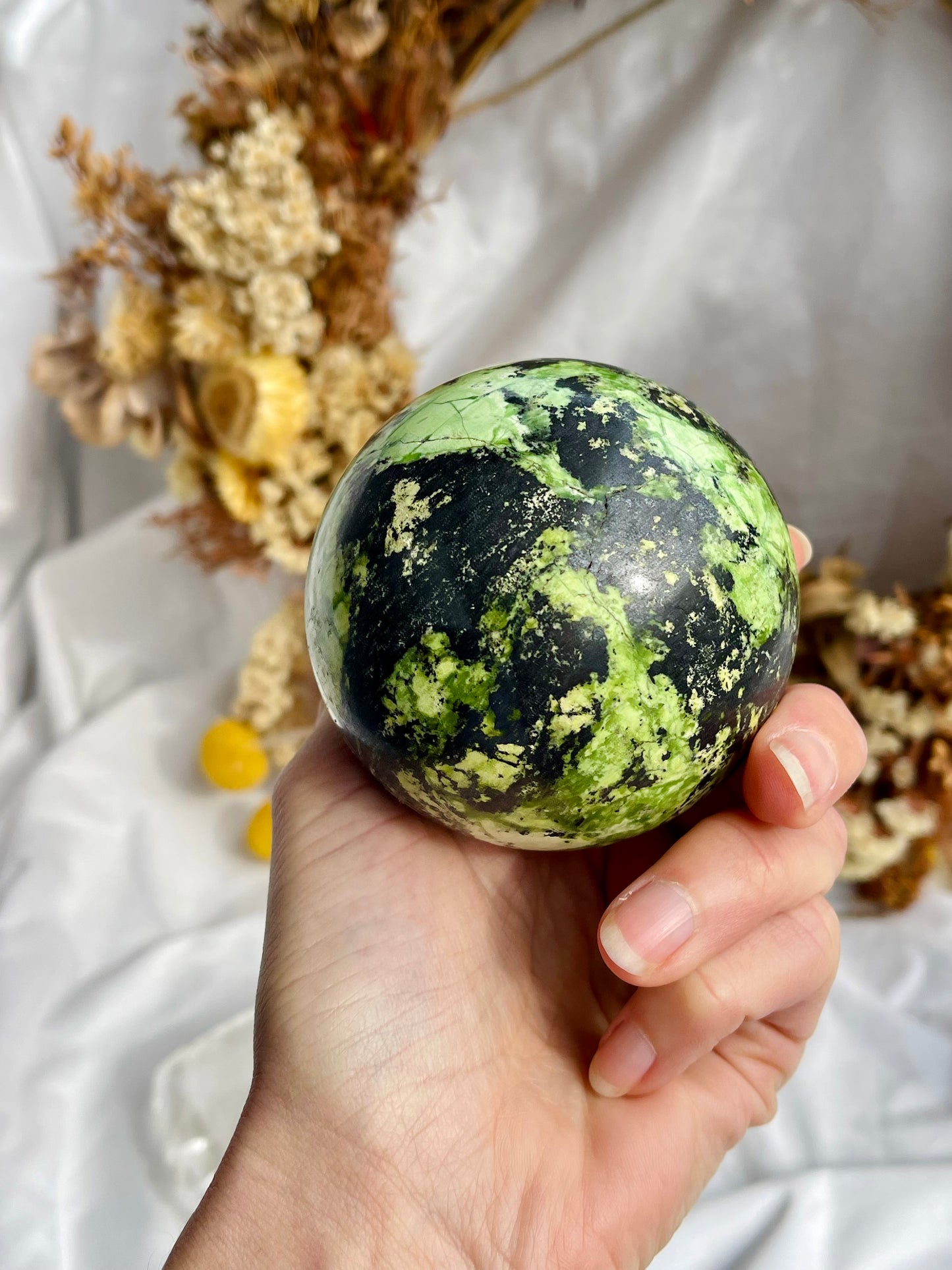 Green Opal & Hematite Sphere