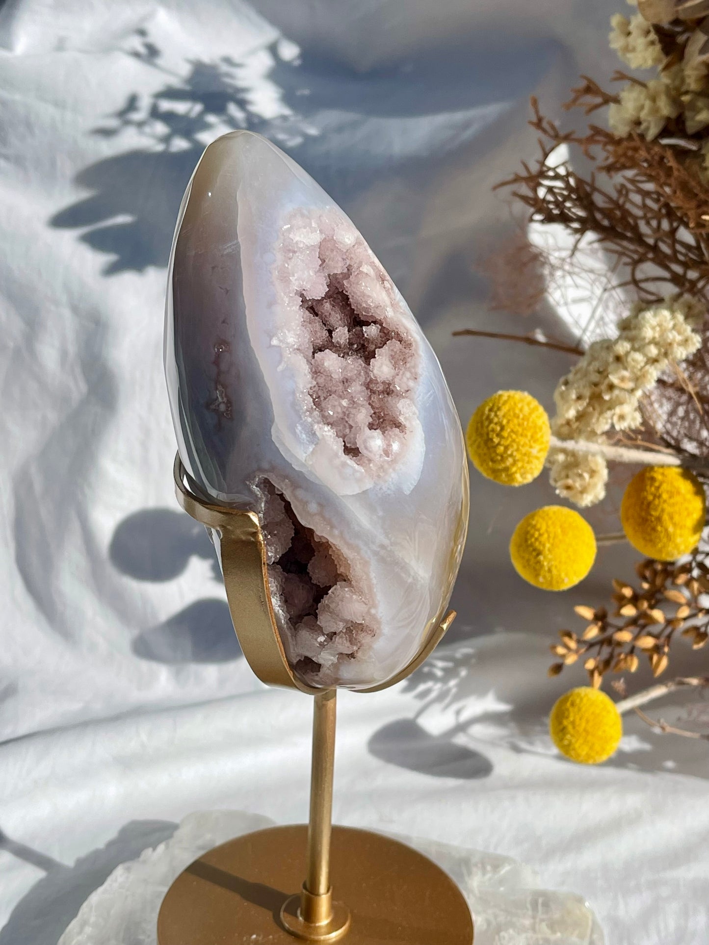 Agate & Pink Amethyst Egg