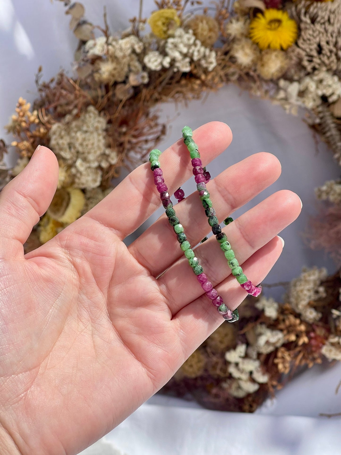 Ruby Zoisite Faceted Bracelet