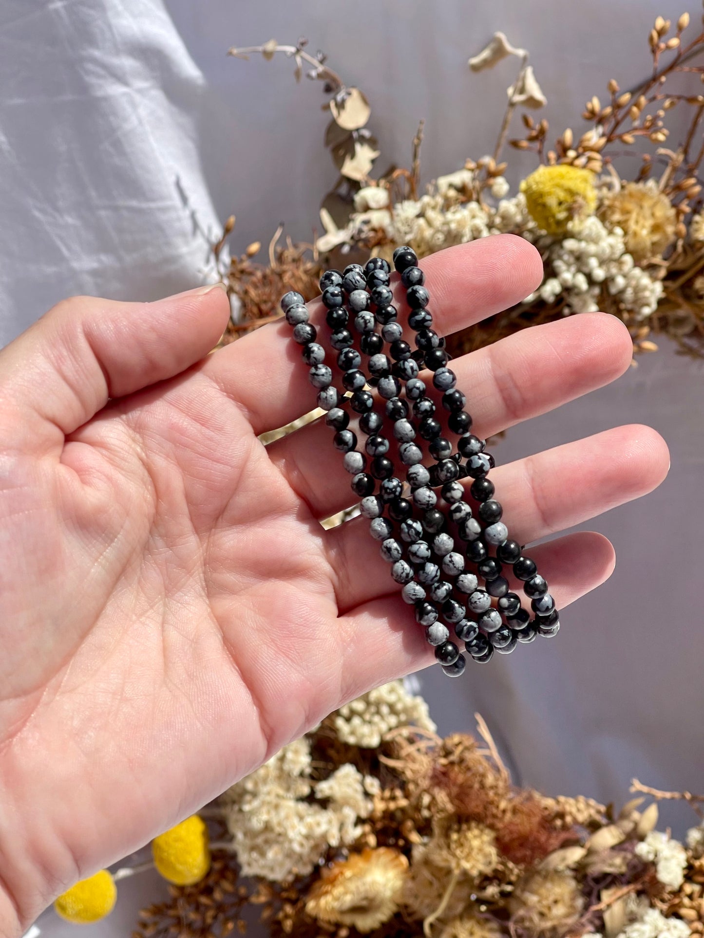 Snowflake Obsidian Bracelet | 4mm