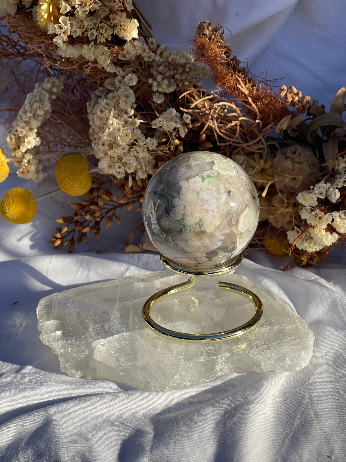 Green Flower Agate Sphere #2