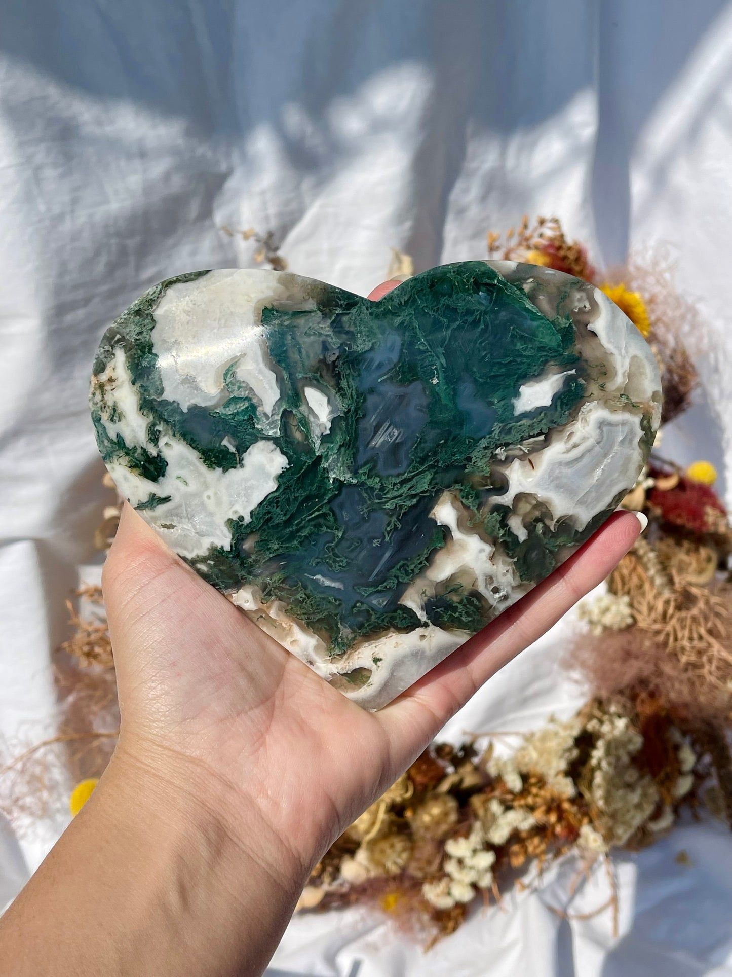 Moss Agate Heart #2