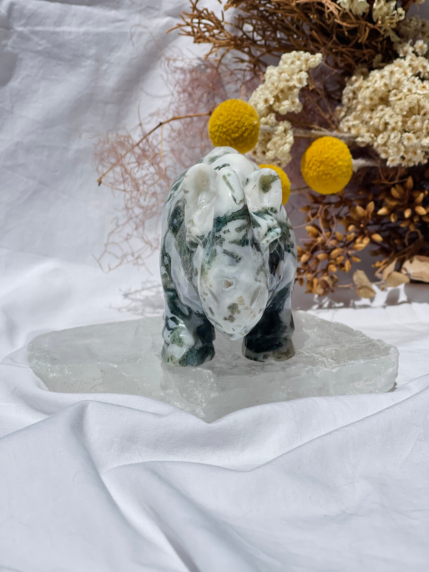 Moss Agate Rhino